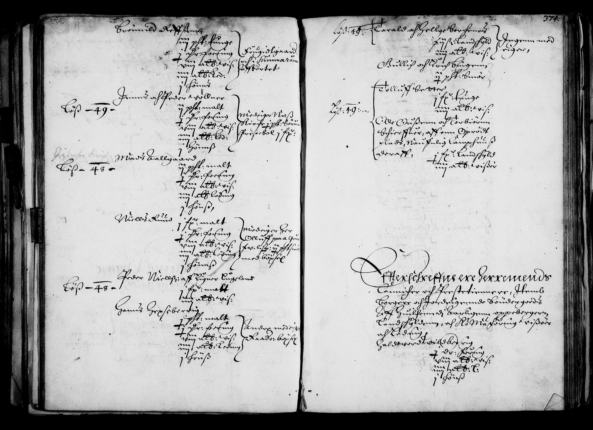 Rentekammeret inntil 1814, Realistisk ordnet avdeling, AV/RA-EA-4070/N/Na/L0001: [XI f]: Akershus stifts jordebok, 1652, p. 373b-374a