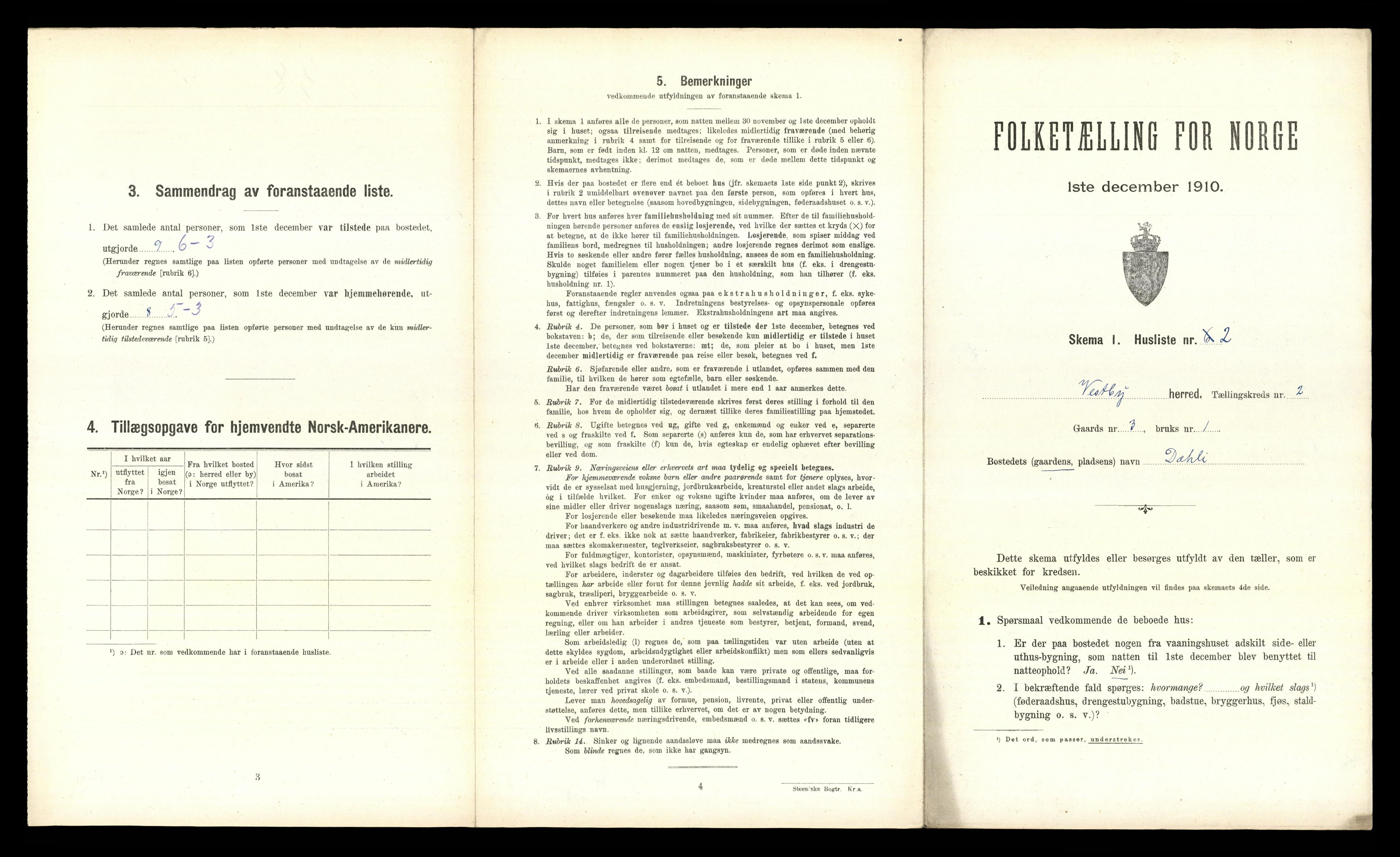 RA, 1910 census for Vestby, 1910, p. 377