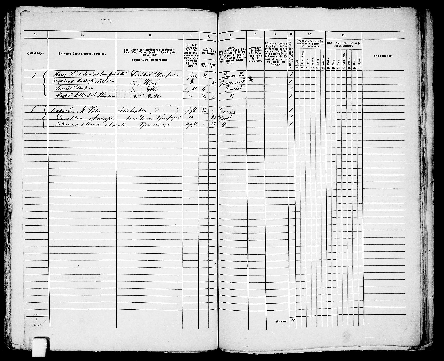 RA, 1865 census for Fjære/Grimstad, 1865, p. 373