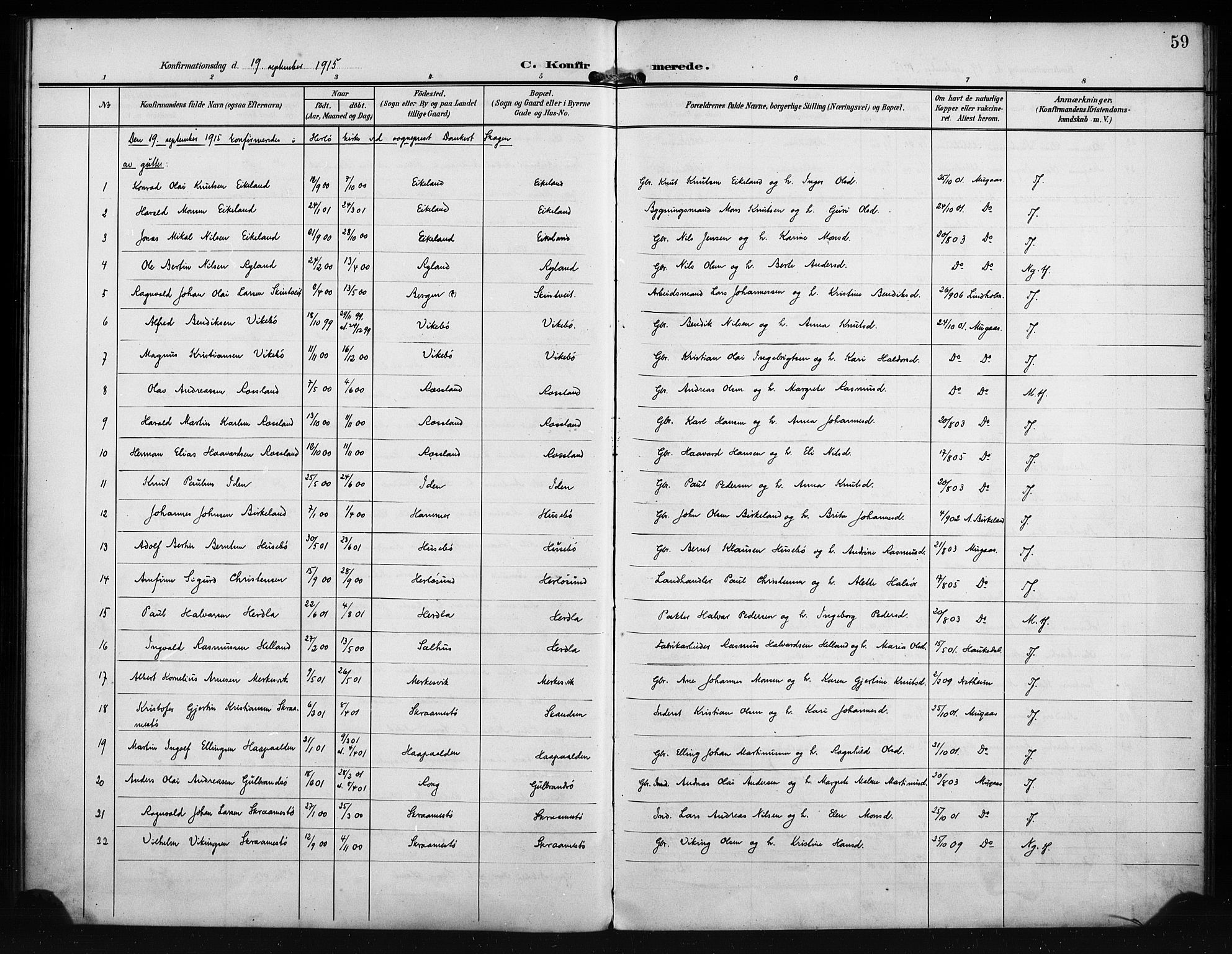 Herdla Sokneprestembete, AV/SAB-A-75701/H/Hab: Parish register (copy) no. A 4, 1902-1923, p. 59