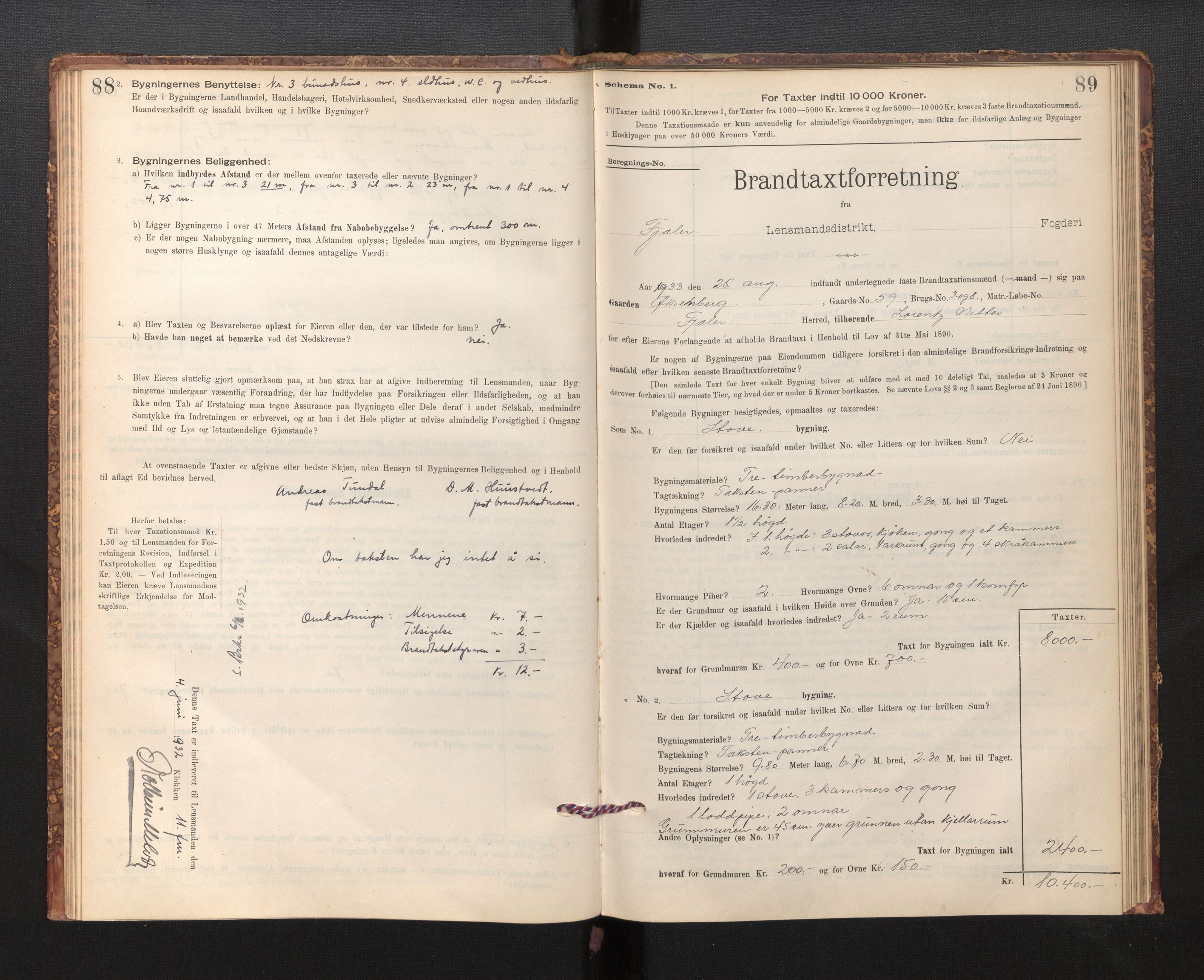 Lensmannen i Fjaler, SAB/A-27201/0012/L0006: Branntakstprotokoll, skjematakst, 1895-1937, p. 88-89