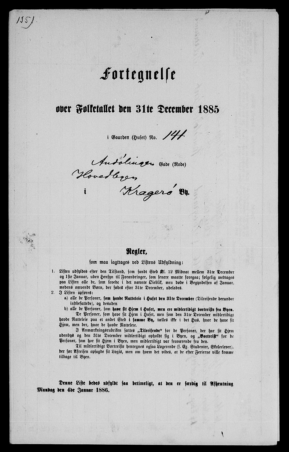 SAKO, 1885 census for 0801 Kragerø, 1885, p. 1304