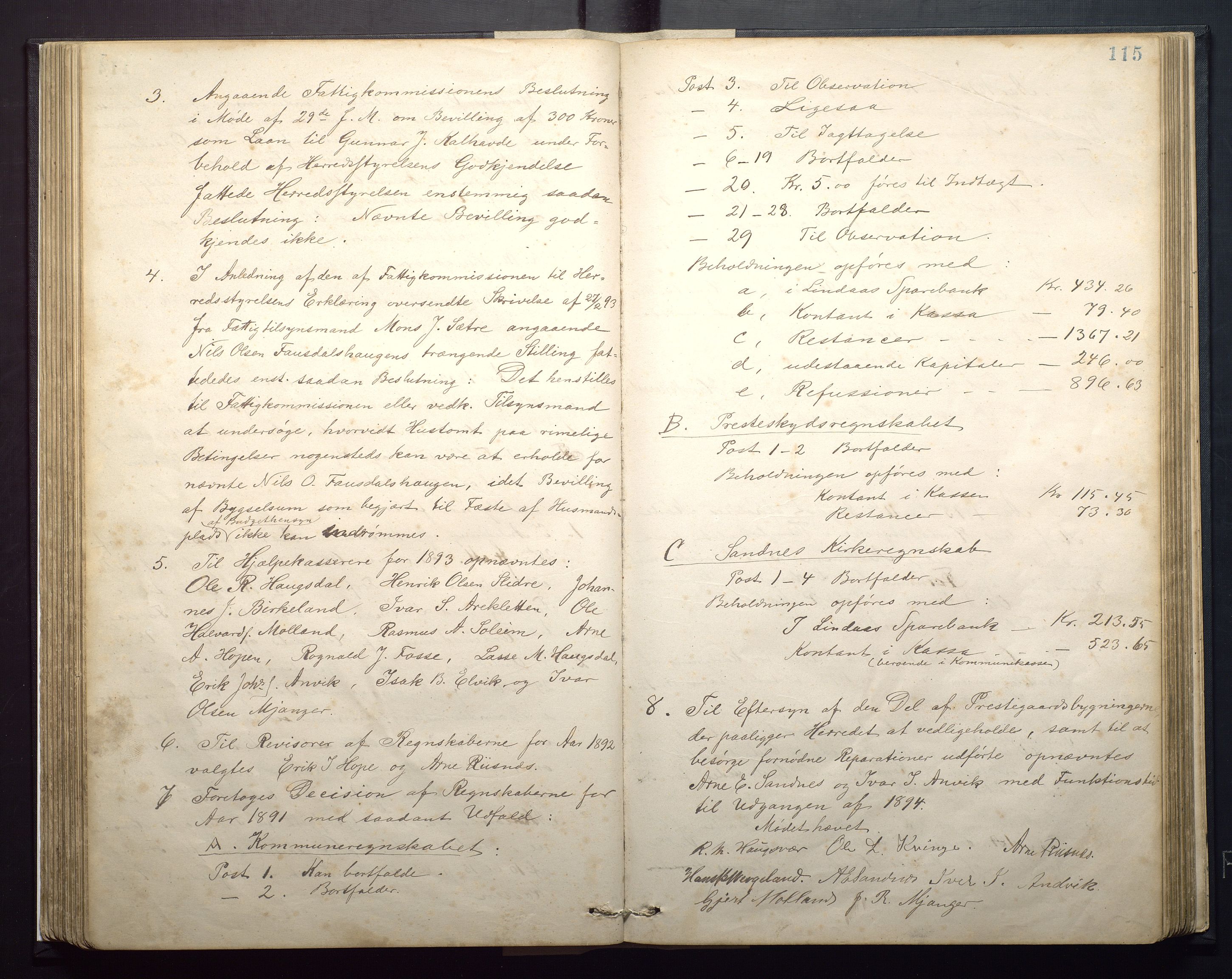 Masfjorden kommune. Formannskapet, IKAH/1266-021/A/Aa/L0001: Møtebok for Masfjorden formannskap og heradsstyre, 1879-1904, p. 115