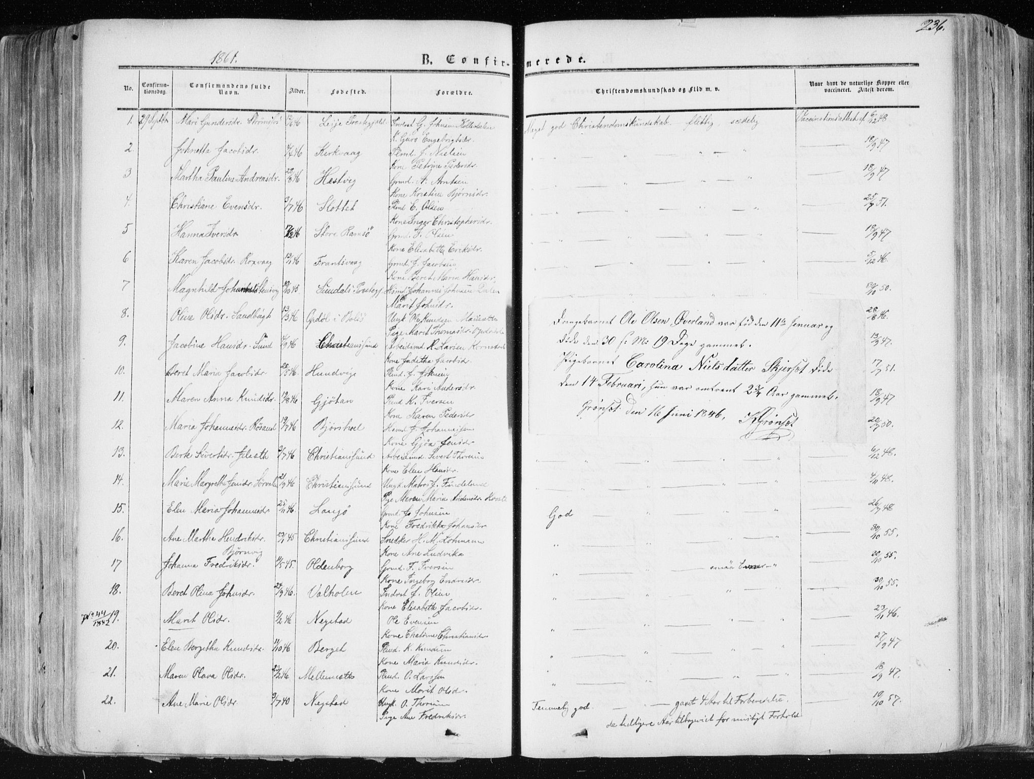 Ministerialprotokoller, klokkerbøker og fødselsregistre - Møre og Romsdal, AV/SAT-A-1454/568/L0804: Parish register (official) no. 568A11, 1854-1868, p. 236