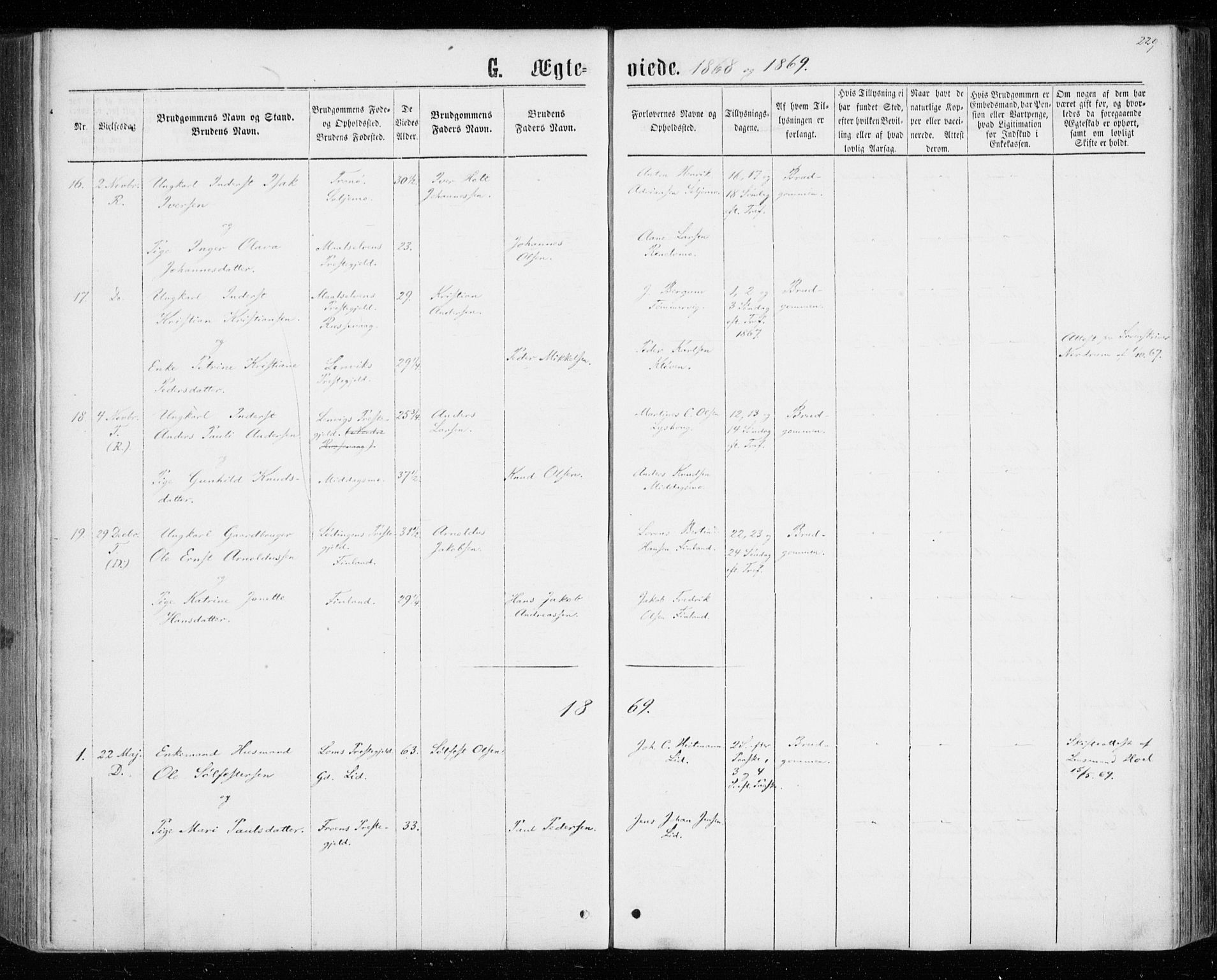 Tranøy sokneprestkontor, SATØ/S-1313/I/Ia/Iaa/L0008kirke: Parish register (official) no. 8, 1867-1877, p. 229