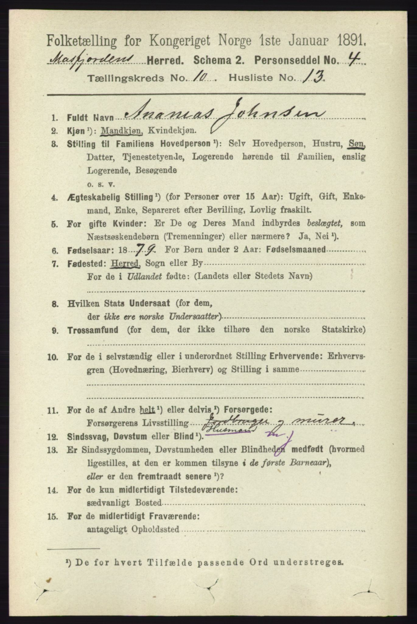 RA, 1891 census for 1266 Masfjorden, 1891, p. 2114