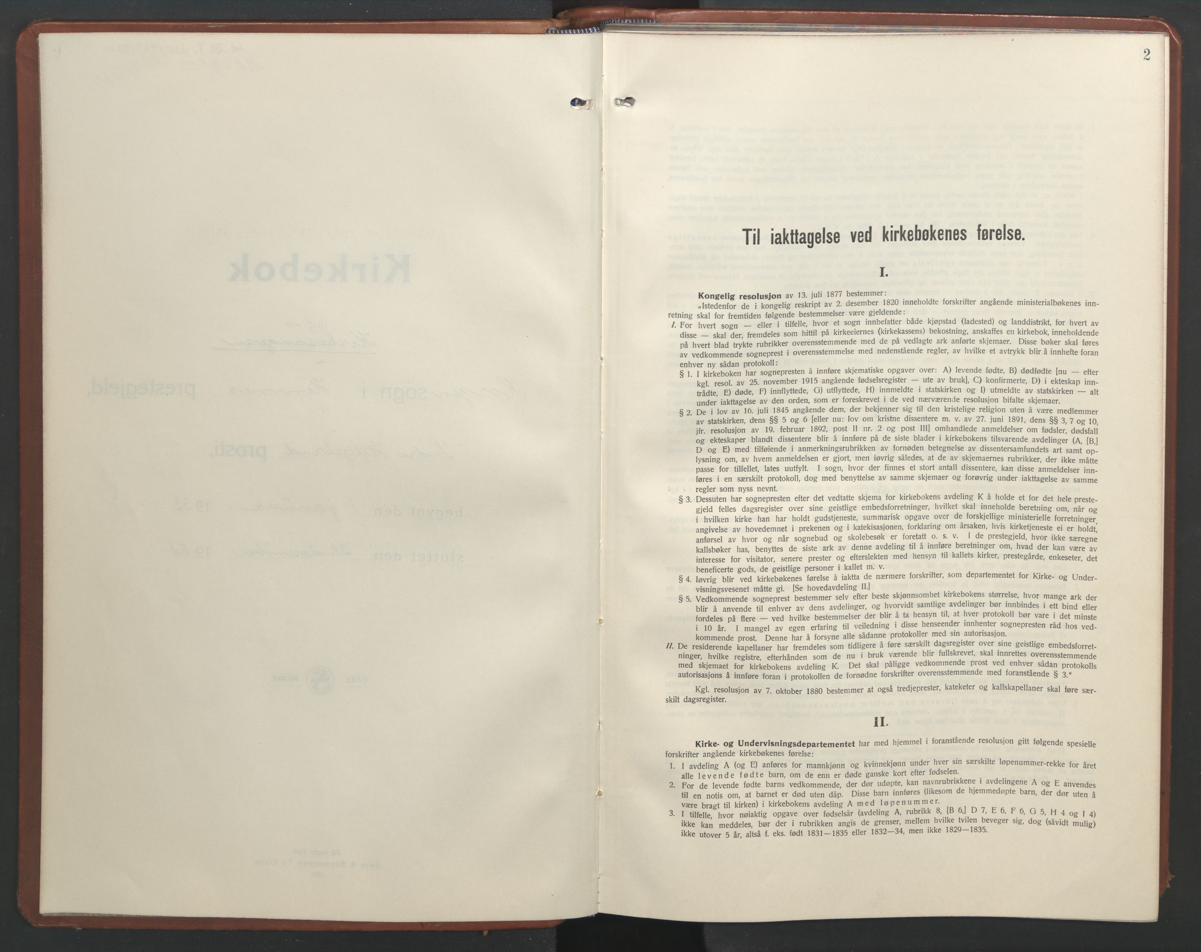 Ministerialprotokoller, klokkerbøker og fødselsregistre - Nordland, AV/SAT-A-1459/826/L0385: Parish register (copy) no. 826C05, 1933-1951, p. 2