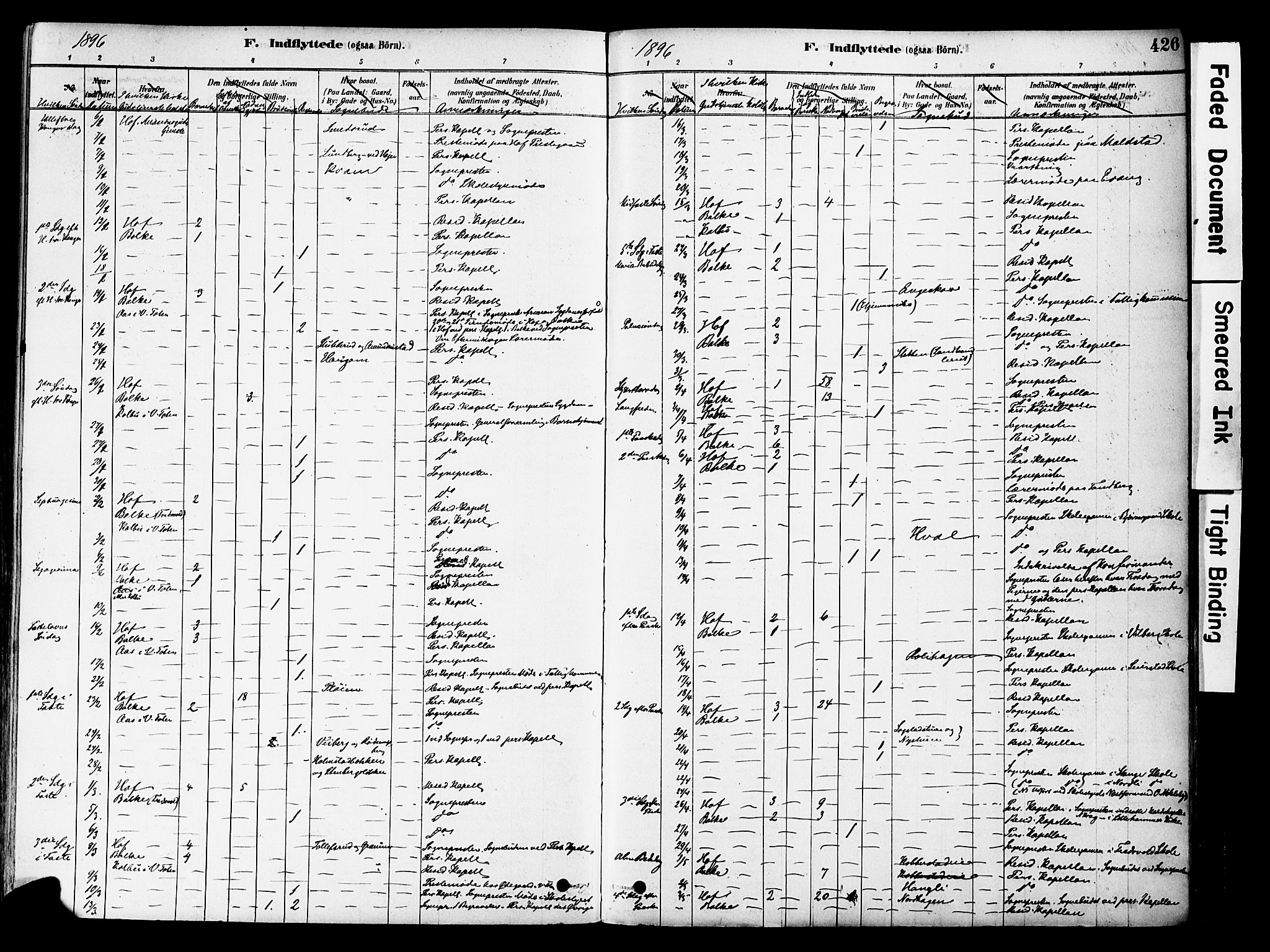 Østre Toten prestekontor, SAH/PREST-104/H/Ha/Haa/L0006: Parish register (official) no. 6 /1, 1878-1896, p. 426