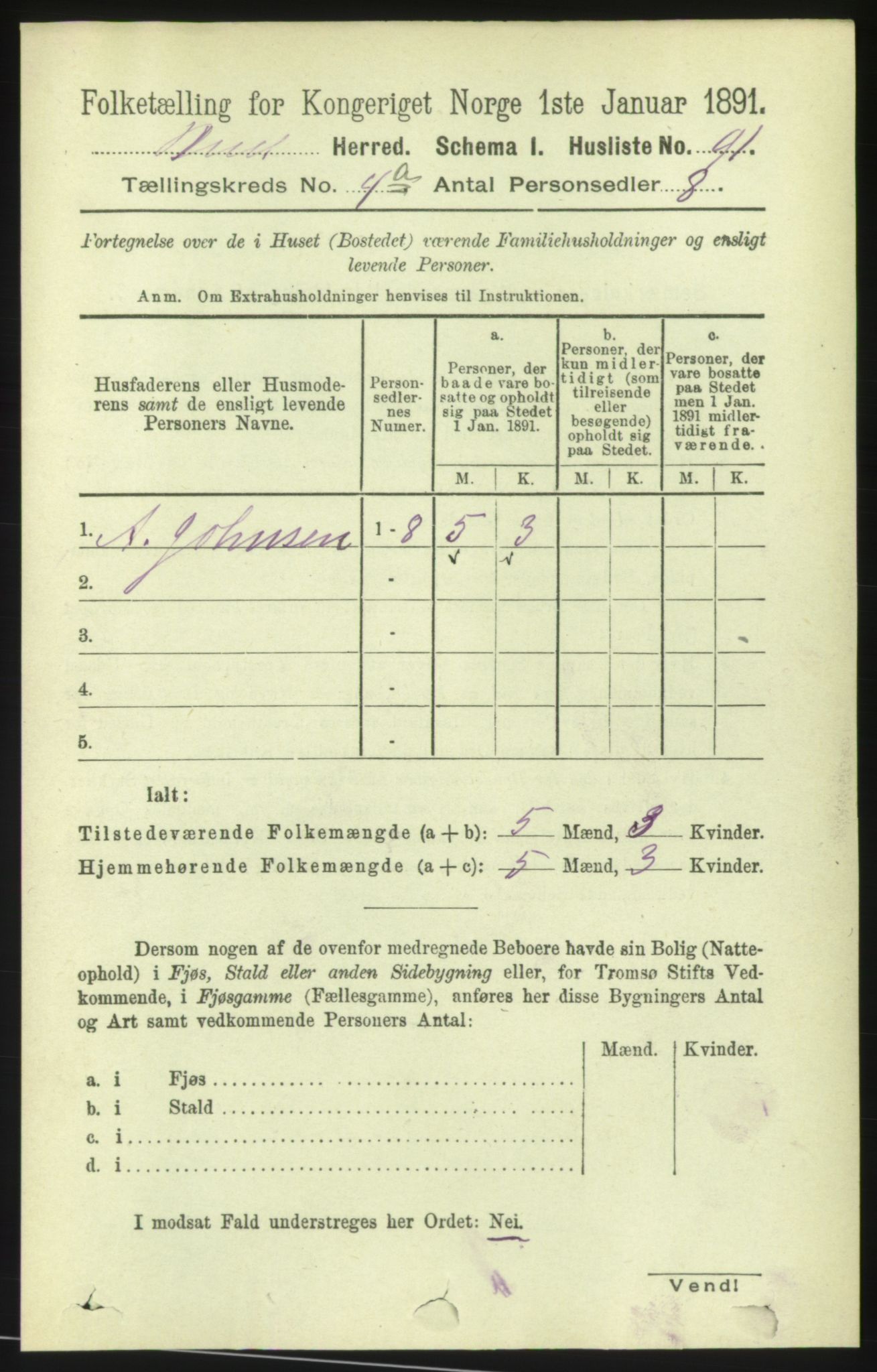 RA, 1891 census for 1549 Bud, 1891, p. 2155