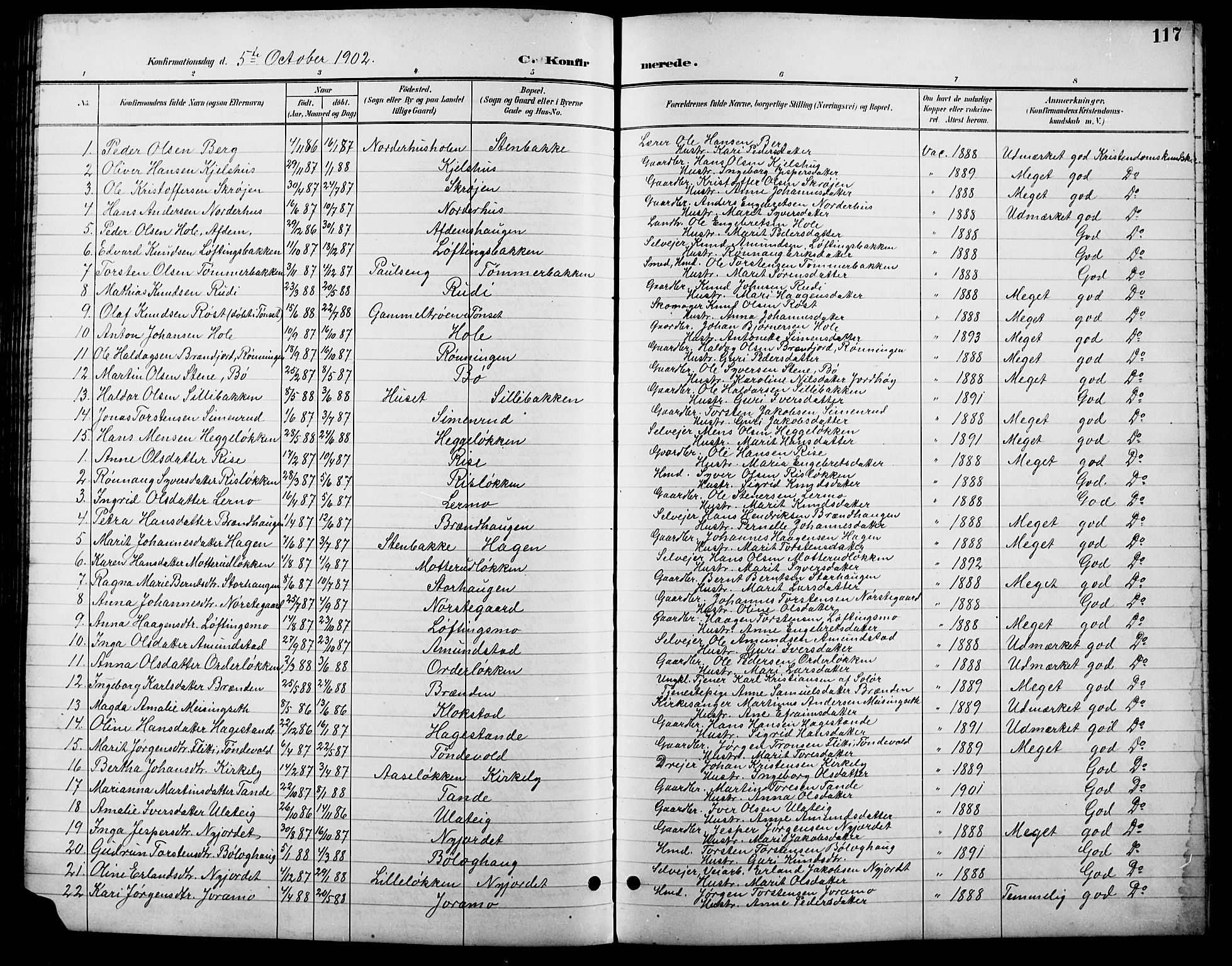 Lesja prestekontor, SAH/PREST-068/H/Ha/Hab/L0007: Parish register (copy) no. 7, 1895-1919, p. 117