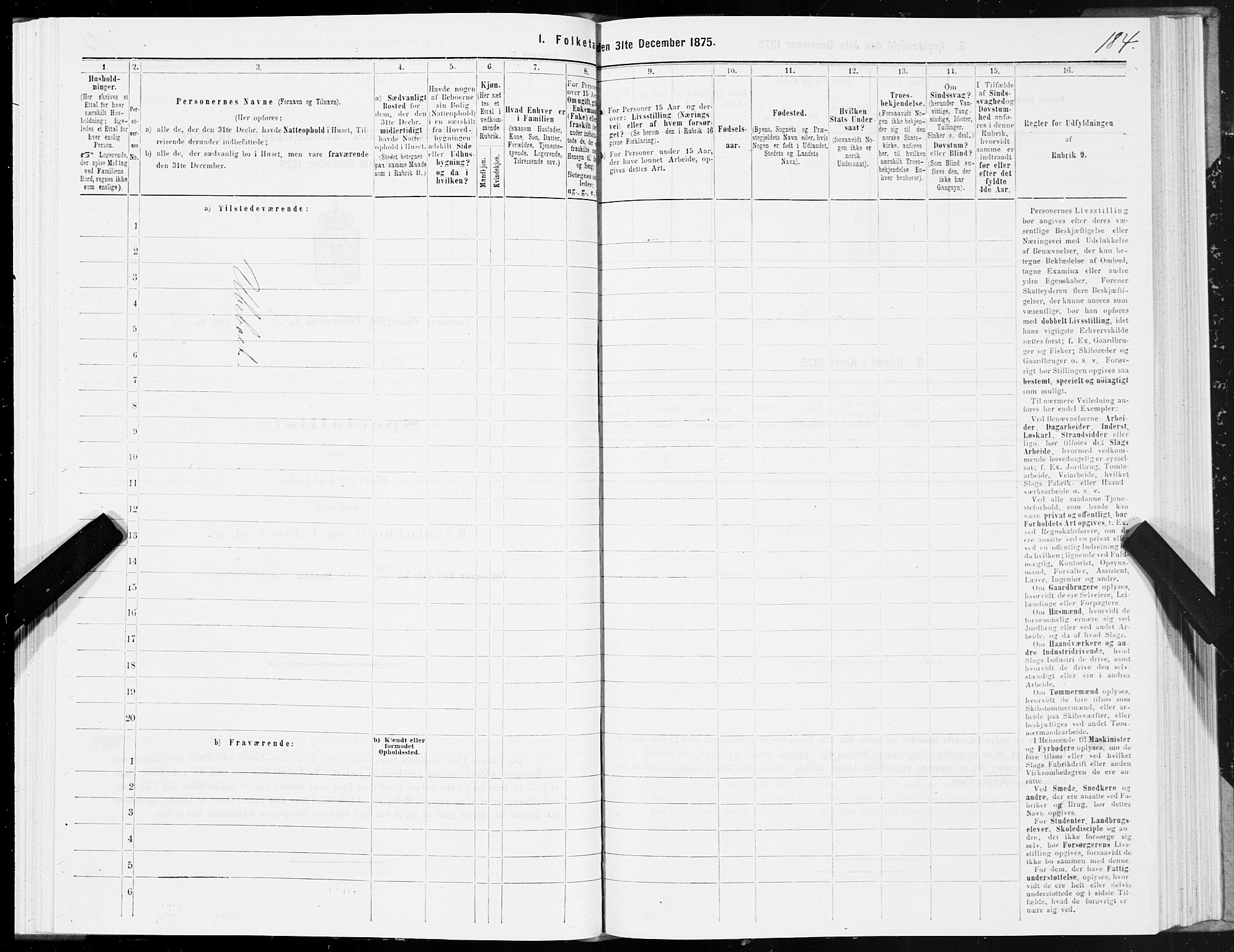 SAT, 1875 census for 1721P Verdal, 1875, p. 1184