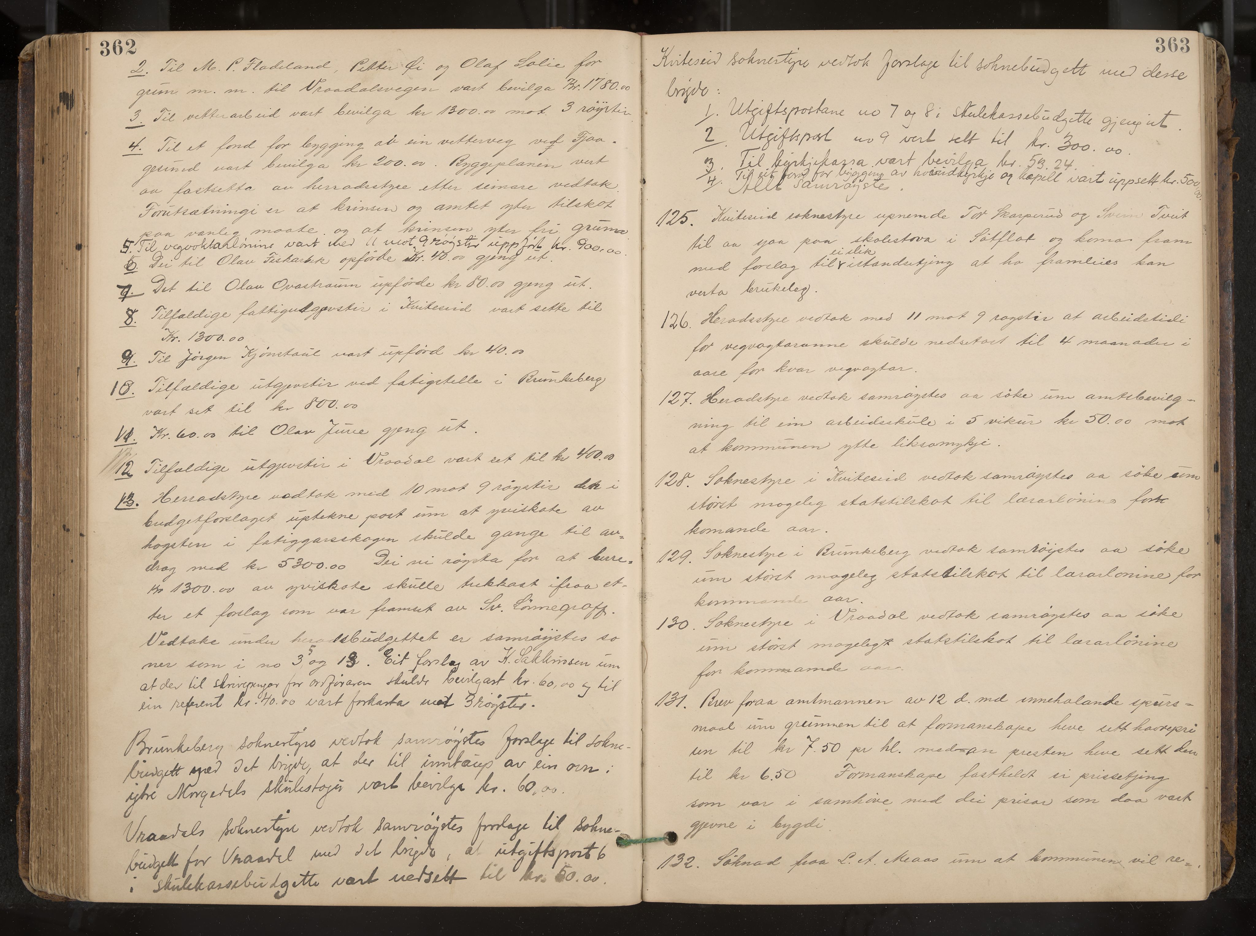 Kviteseid formannskap og sentraladministrasjon, IKAK/0829021/A/Aa/L0004: Møtebok, 1896-1911, p. 362-363