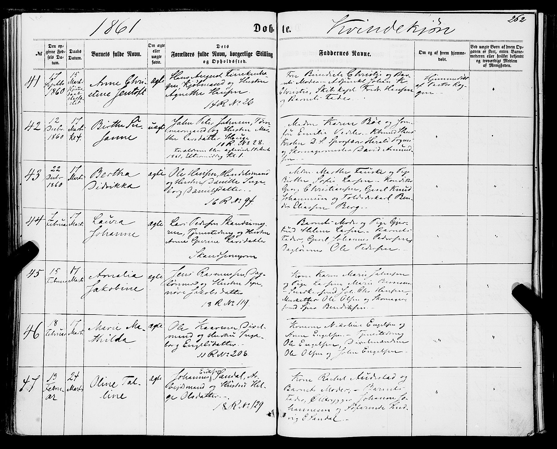 Domkirken sokneprestembete, AV/SAB-A-74801/H/Haa/L0021: Parish register (official) no. B 4, 1859-1871, p. 262