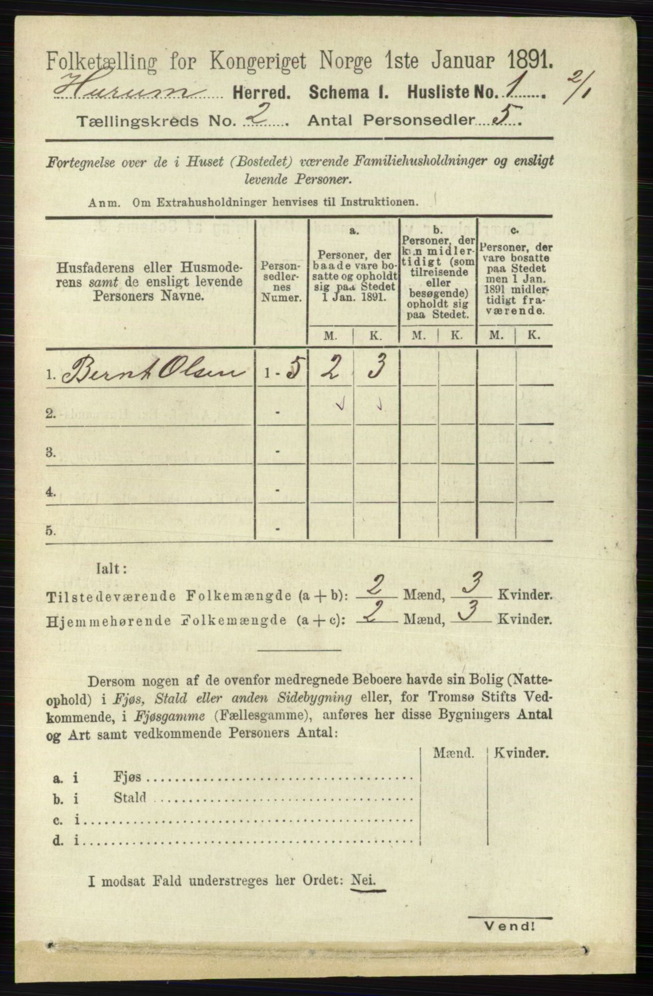 RA, 1891 census for 0628 Hurum, 1891, p. 419