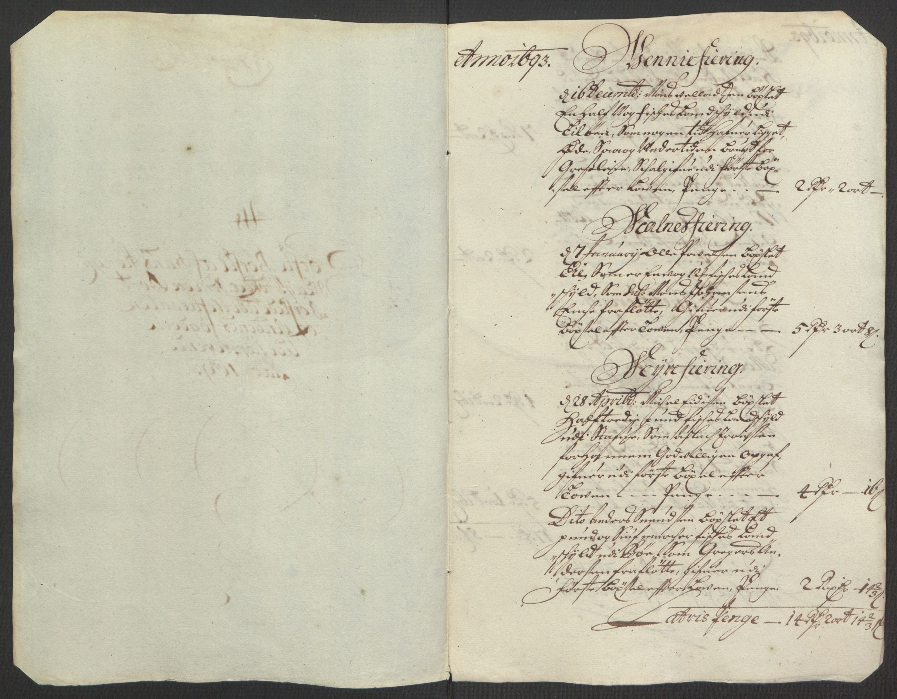 Rentekammeret inntil 1814, Reviderte regnskaper, Fogderegnskap, AV/RA-EA-4092/R67/L4676: Fogderegnskap Vesterålen, Andenes og Lofoten, 1691-1693, p. 334