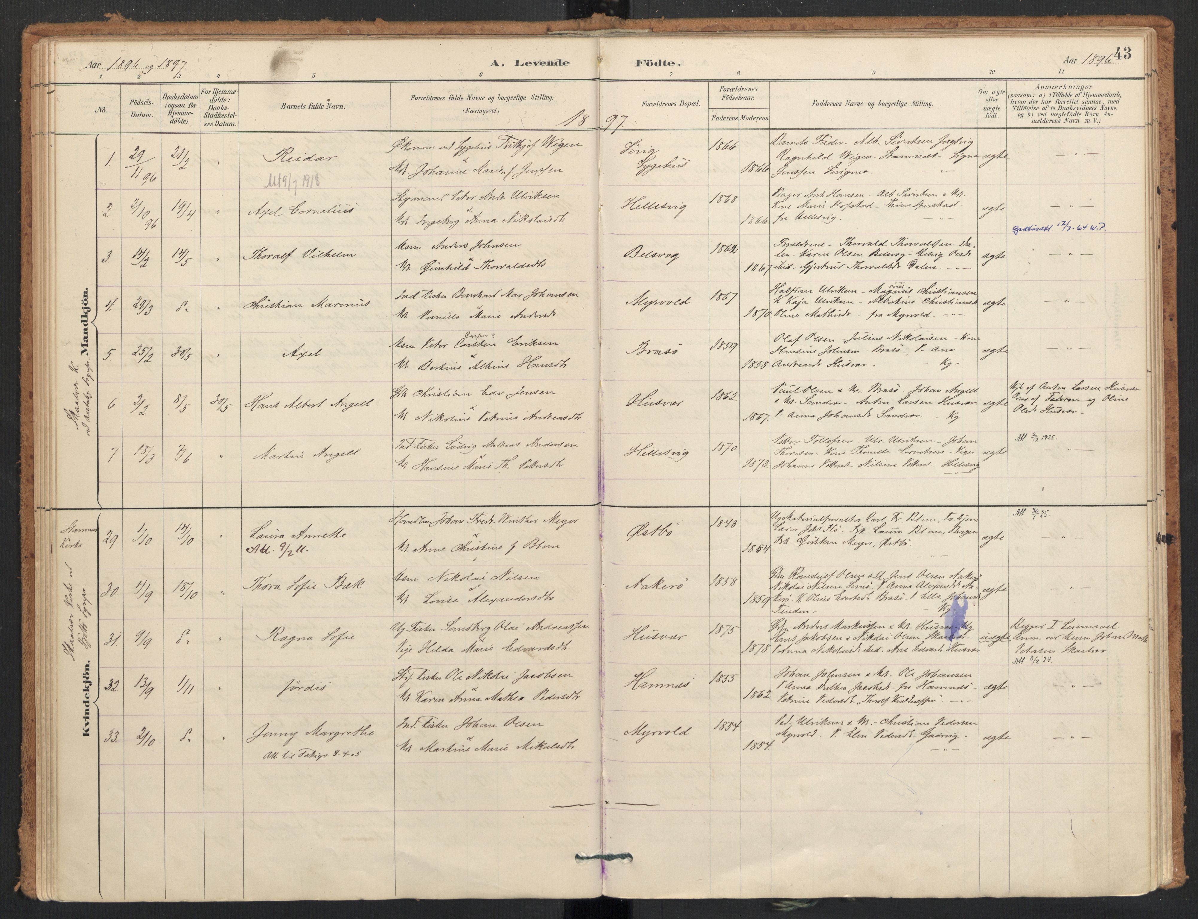 Ministerialprotokoller, klokkerbøker og fødselsregistre - Nordland, SAT/A-1459/830/L0453: Parish register (official) no. 830A17, 1886-1911, p. 43