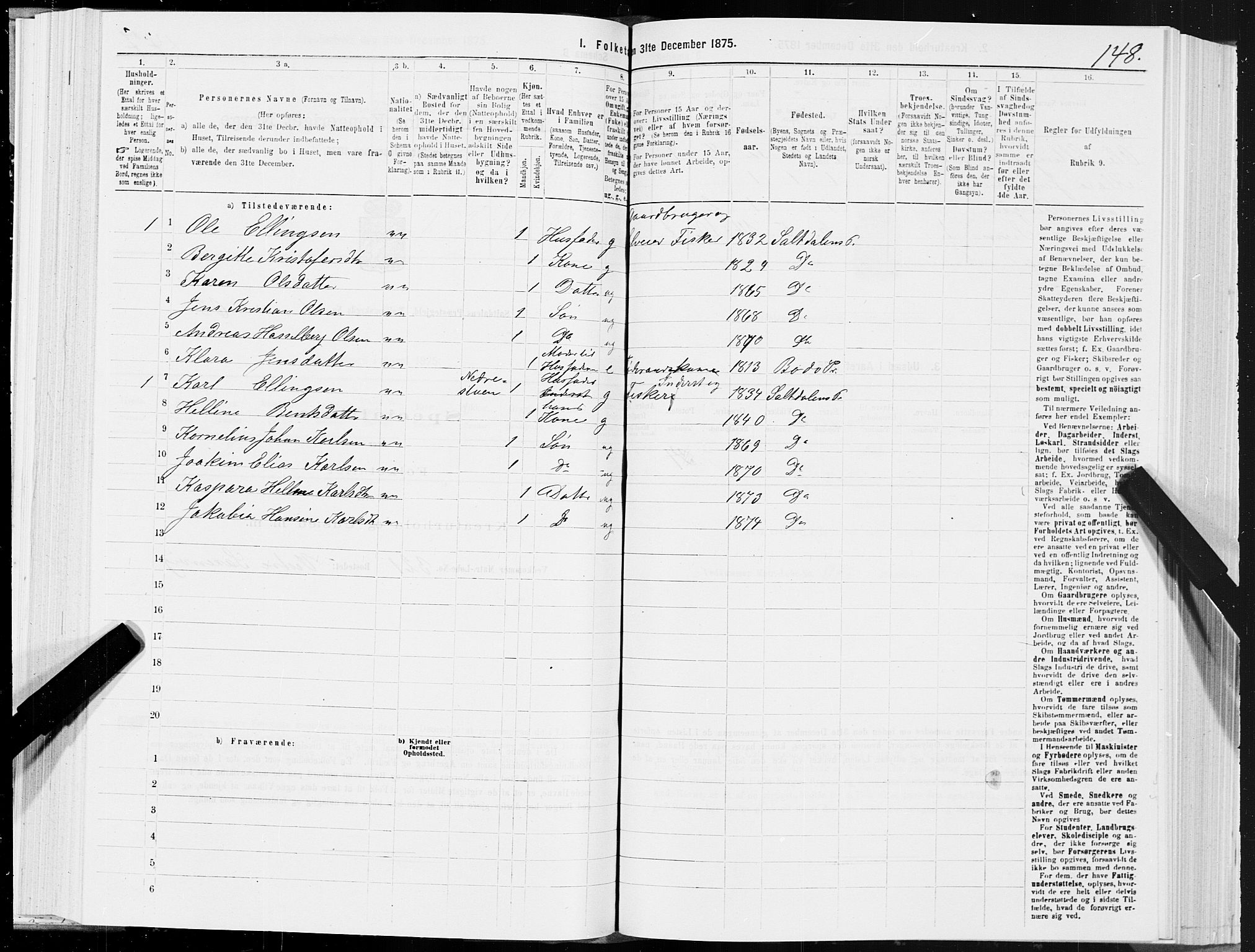 SAT, 1875 census for 1840P Saltdal, 1875, p. 1148