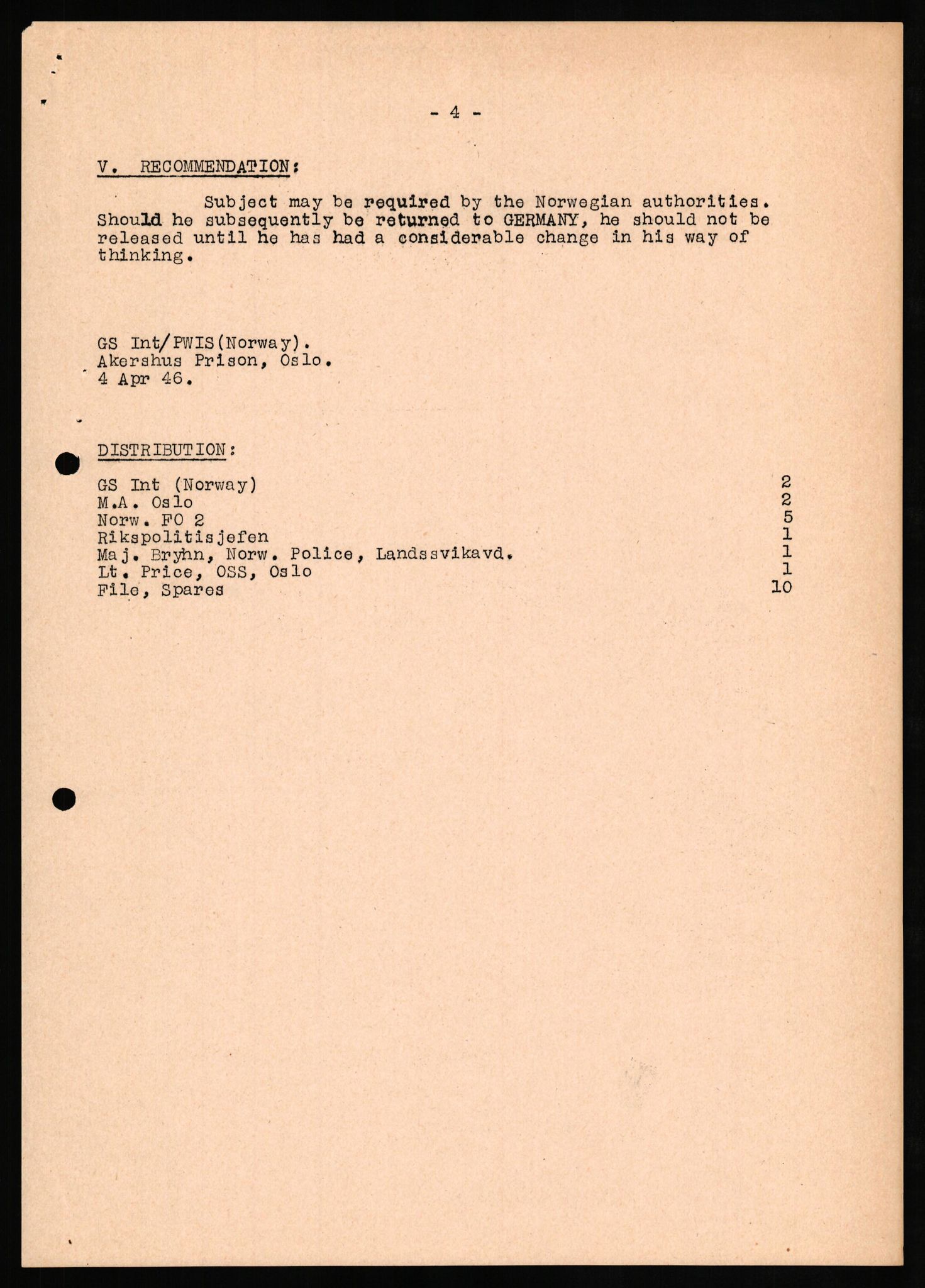 Forsvaret, Forsvarets overkommando II, AV/RA-RAFA-3915/D/Db/L0025: CI Questionaires. Tyske okkupasjonsstyrker i Norge. Tyskere., 1945-1946, p. 454