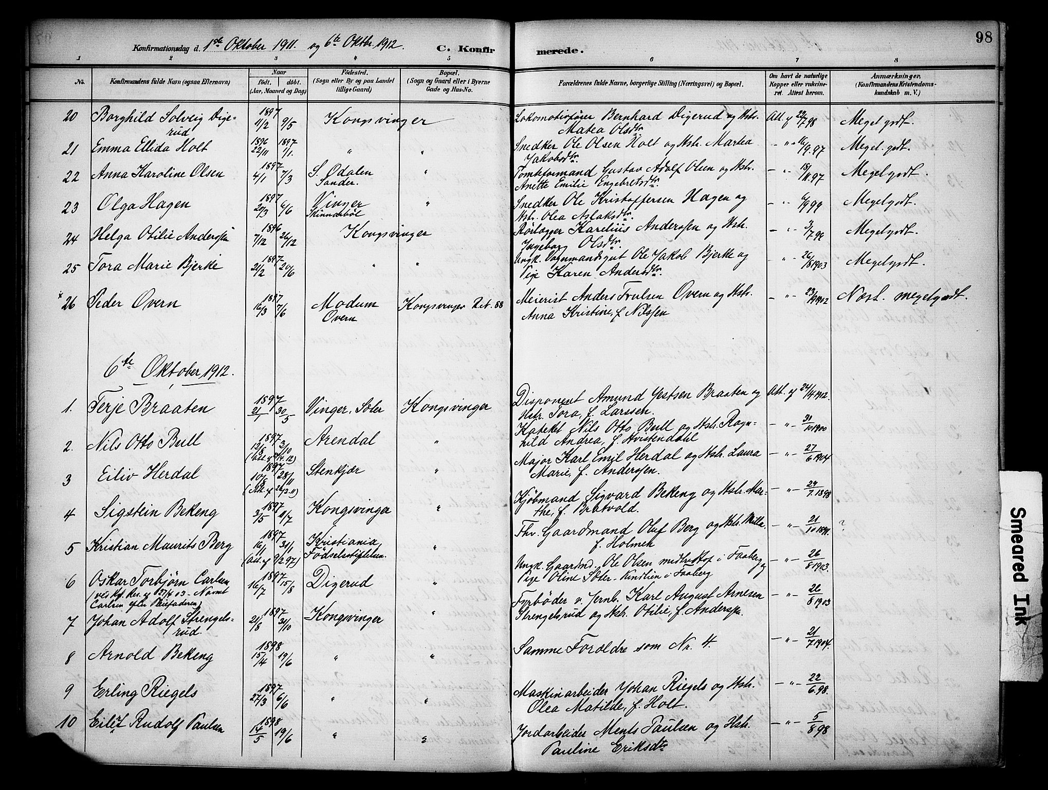 Vinger prestekontor, AV/SAH-PREST-024/H/Ha/Haa/L0016: Parish register (official) no. 16, 1898-1920, p. 98