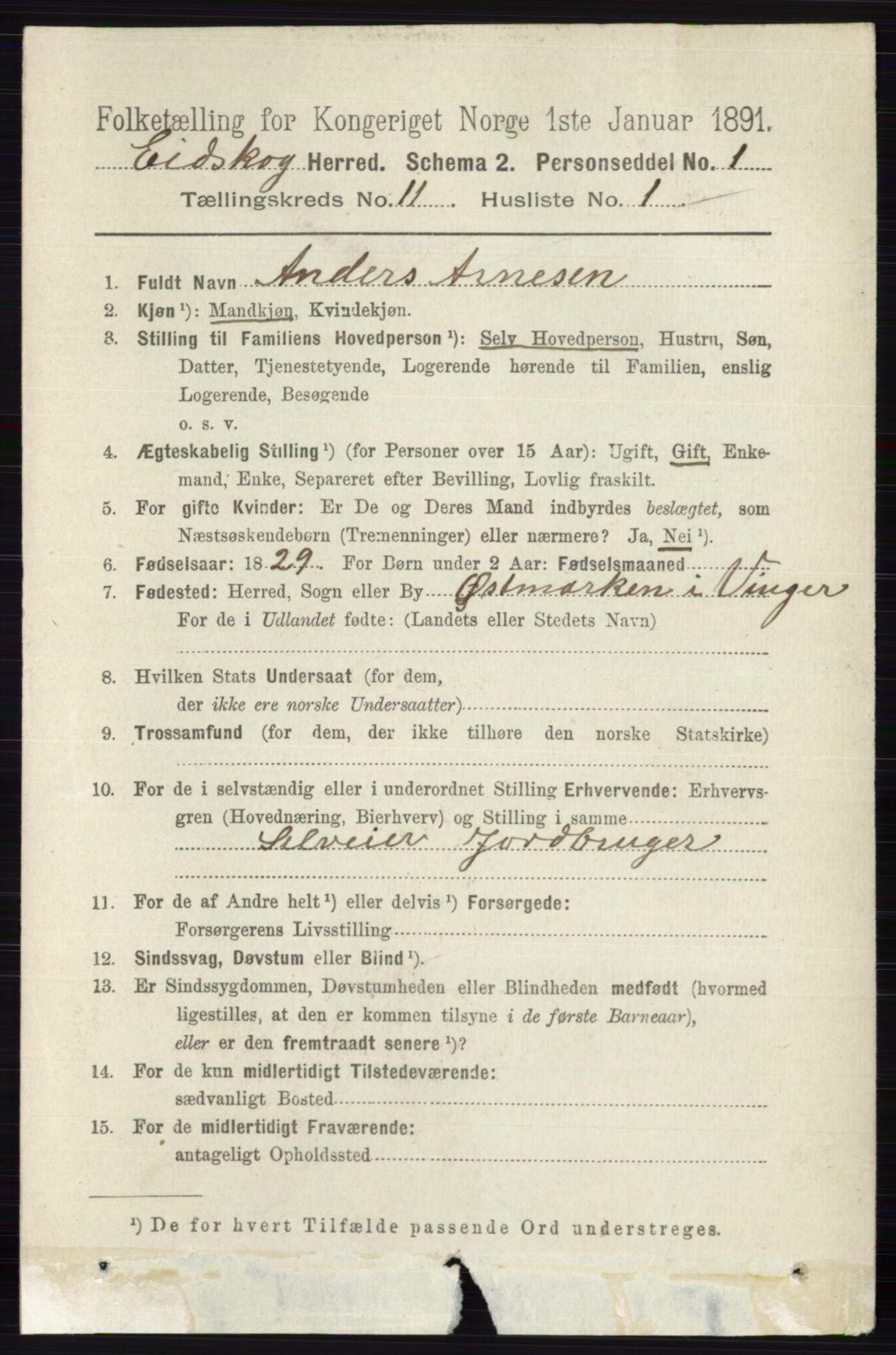 RA, 1891 census for 0420 Eidskog, 1891, p. 6764