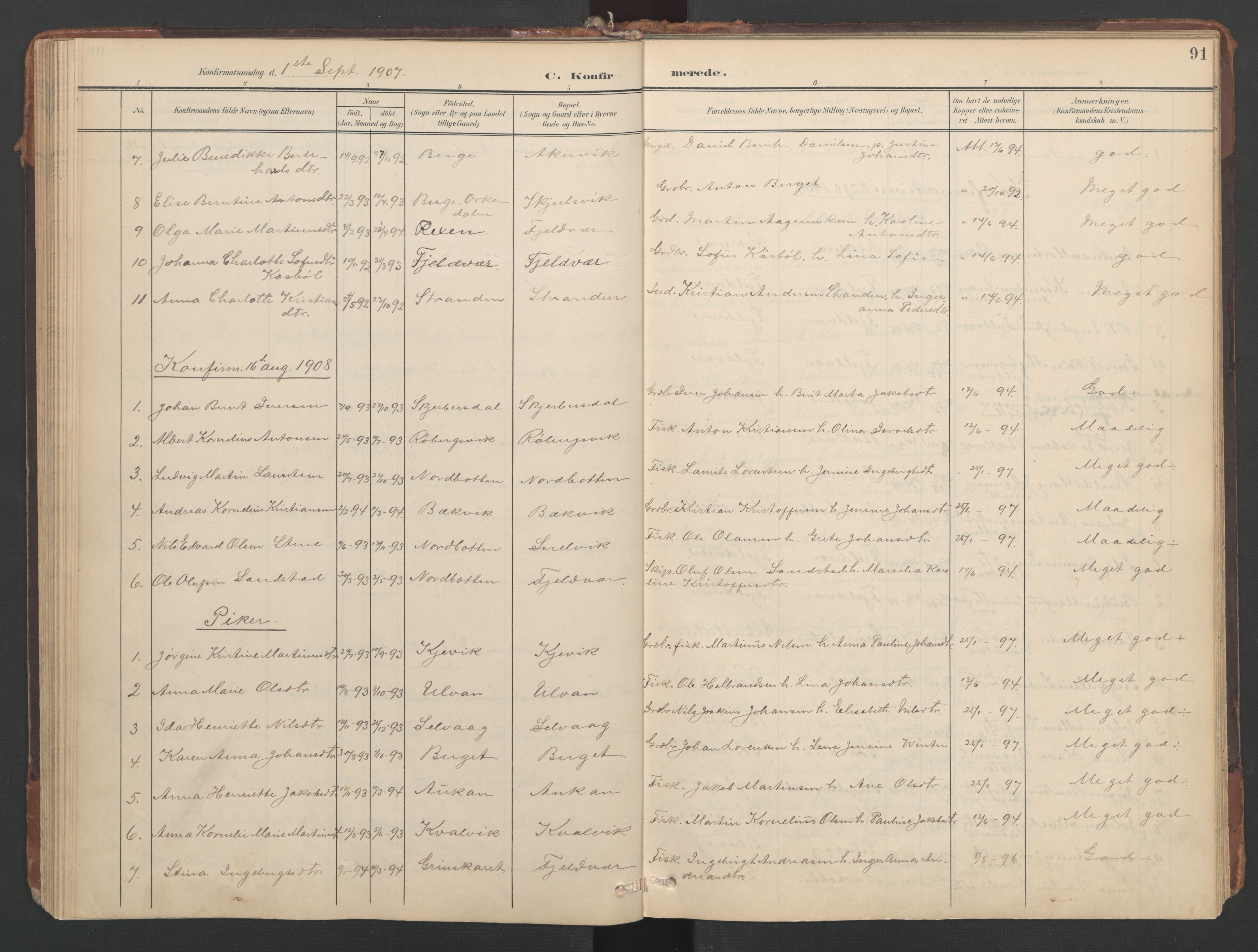 Ministerialprotokoller, klokkerbøker og fødselsregistre - Sør-Trøndelag, SAT/A-1456/638/L0568: Parish register (official) no. 638A01, 1901-1916, p. 91