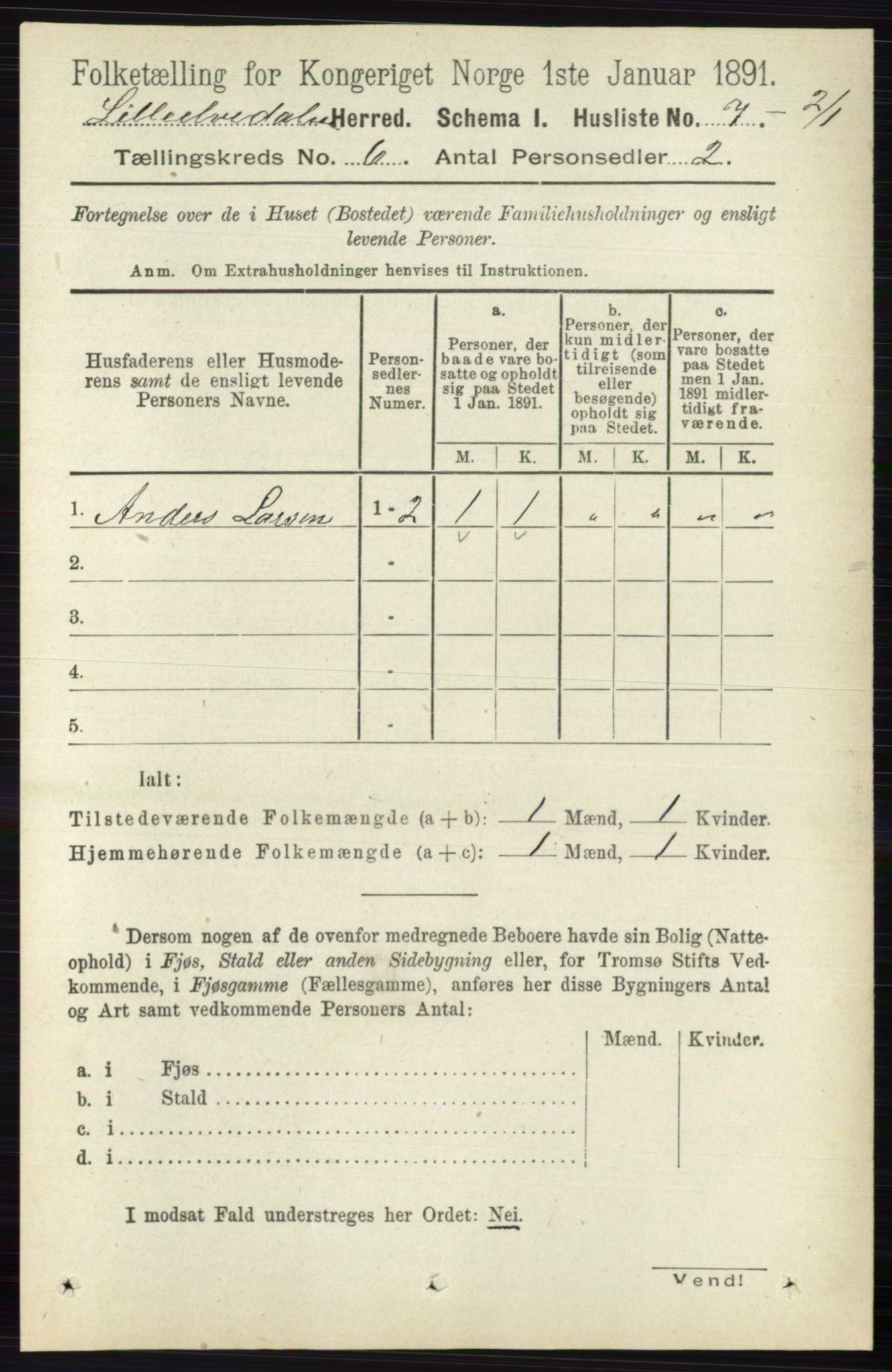 RA, 1891 census for 0438 Lille Elvedalen, 1891, p. 1759