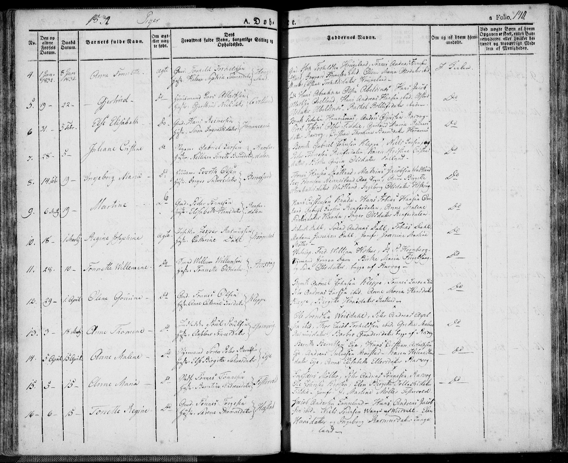 Flekkefjord sokneprestkontor, AV/SAK-1111-0012/F/Fa/Fac/L0003: Parish register (official) no. A 3, 1826-1841, p. 140