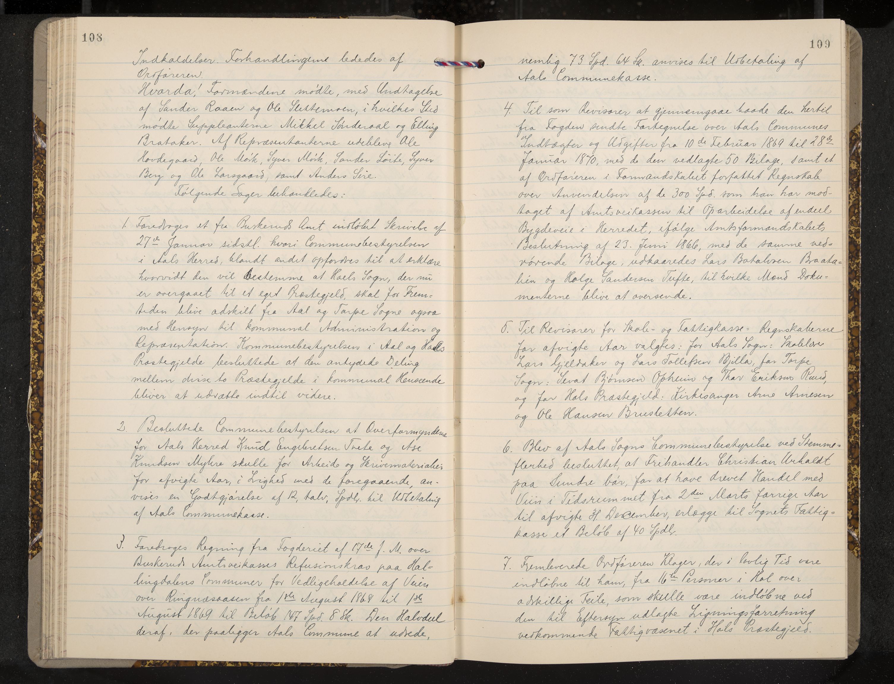 Ål formannskap og sentraladministrasjon, IKAK/0619021/A/Aa/L0003: Utskrift av møtebok, 1864-1880, p. 108-109