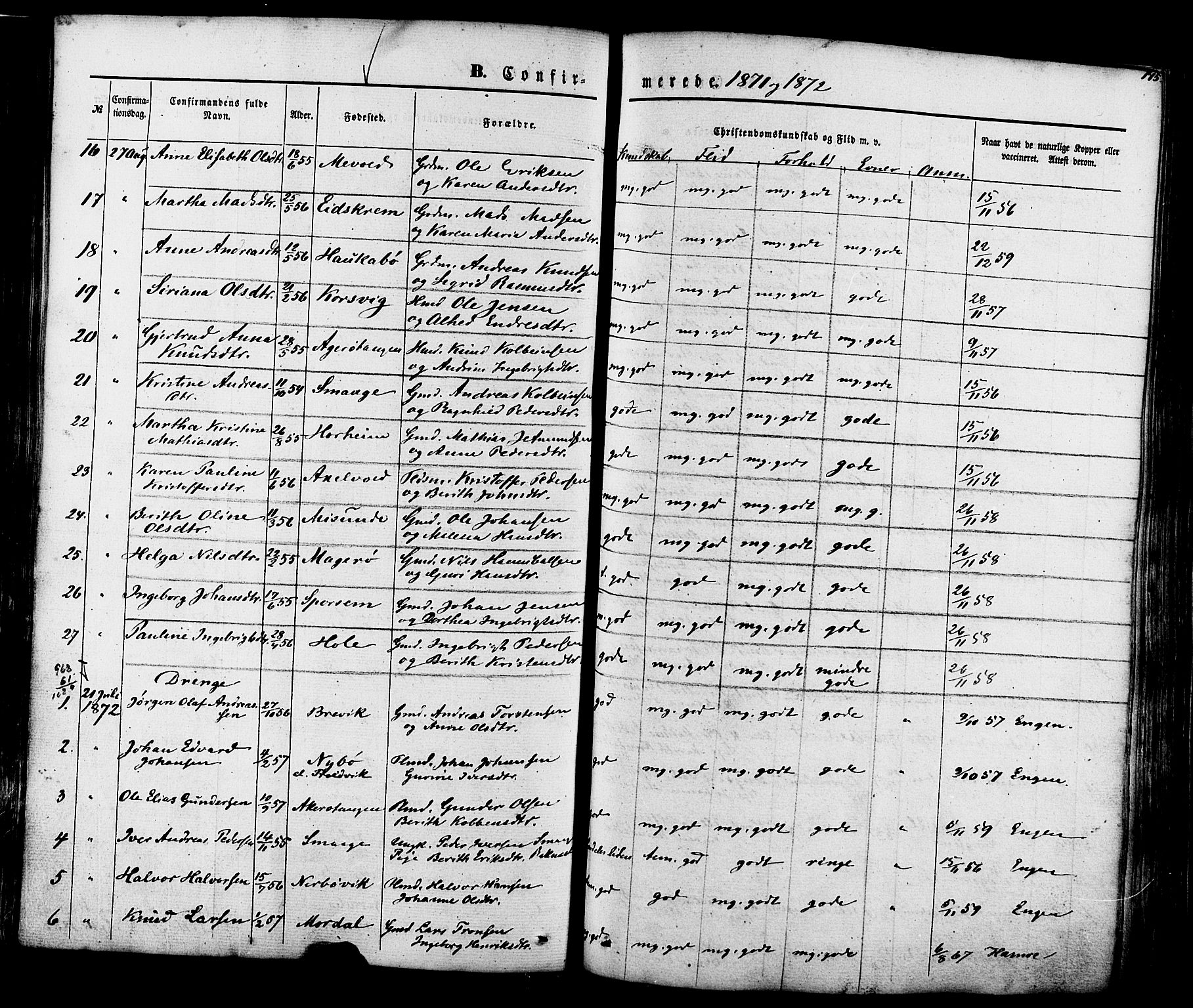 Ministerialprotokoller, klokkerbøker og fødselsregistre - Møre og Romsdal, SAT/A-1454/560/L0719: Parish register (official) no. 560A03, 1845-1872, p. 175