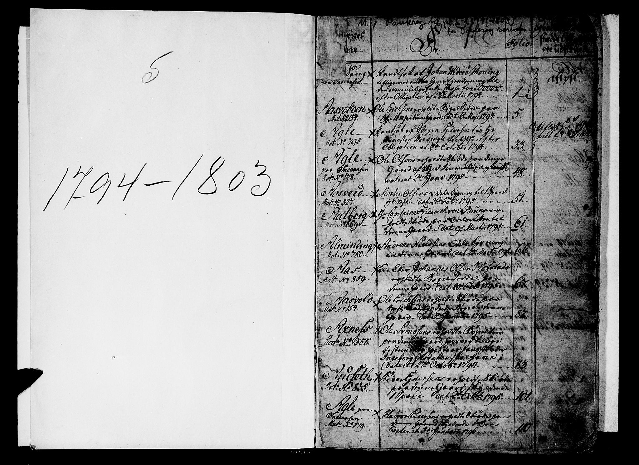 Inderøy sorenskriveri, SAT/A-4147/1/2/2A/2Aa/L0005: Mortgage register no. 5, 1794-1803