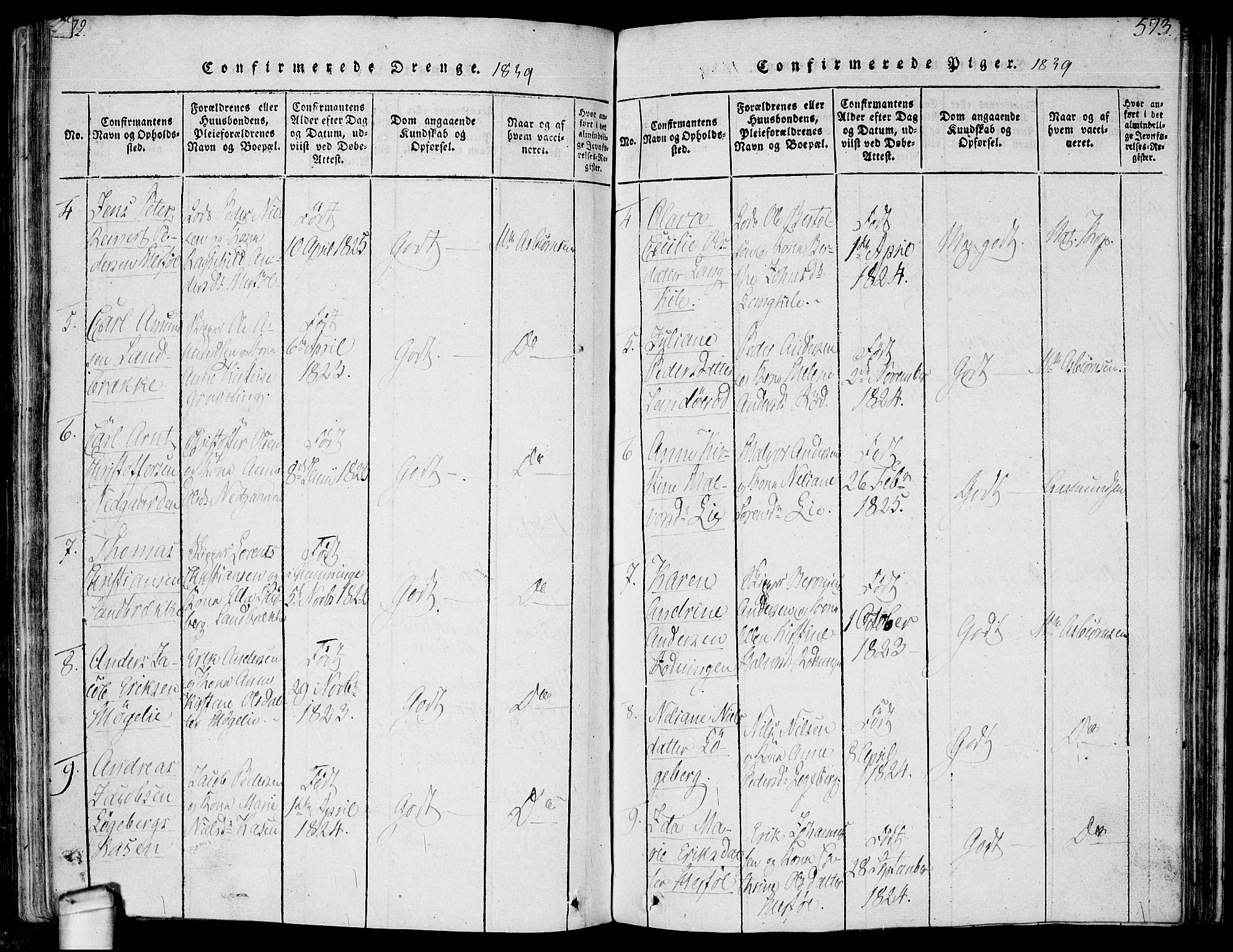 Hvaler prestekontor Kirkebøker, SAO/A-2001/F/Fa/L0005: Parish register (official) no. I 5, 1816-1845, p. 572-573