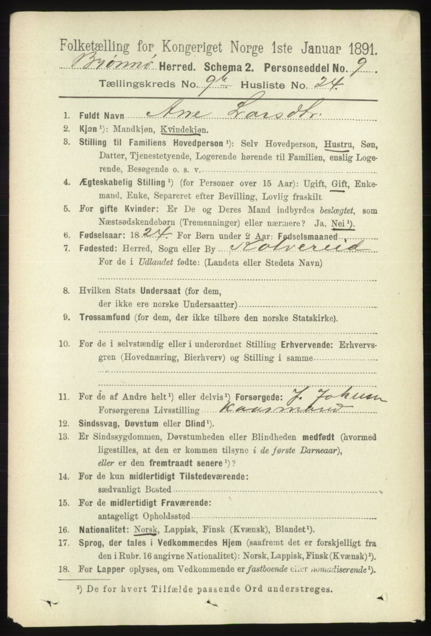 RA, 1891 census for 1814 Brønnøy, 1891, p. 5563