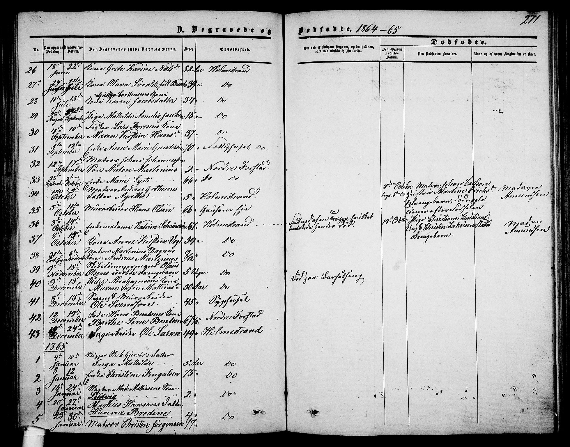 Holmestrand kirkebøker, AV/SAKO-A-346/G/Ga/L0003: Parish register (copy) no. 3, 1849-1874, p. 271