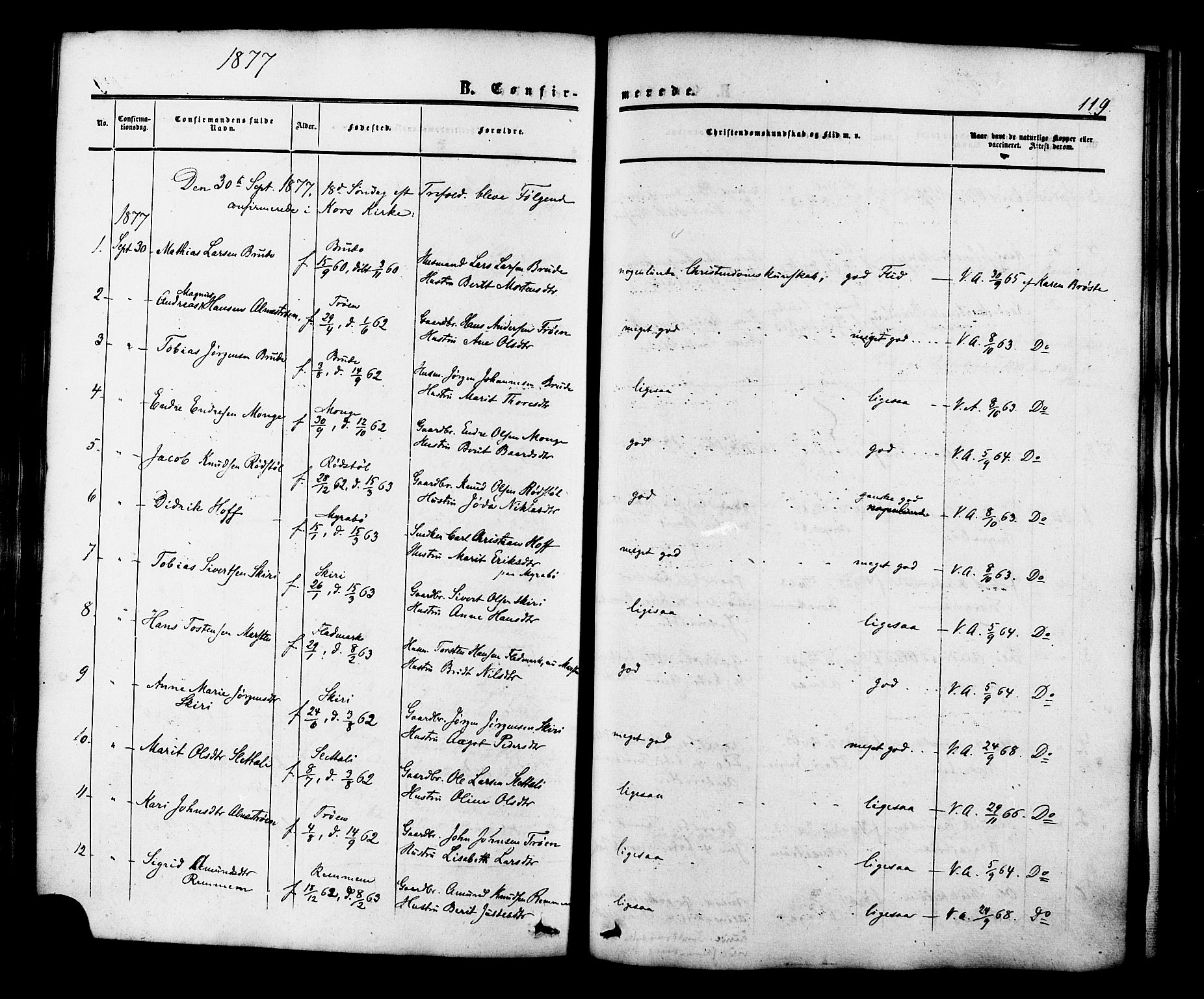 Ministerialprotokoller, klokkerbøker og fødselsregistre - Møre og Romsdal, SAT/A-1454/546/L0594: Parish register (official) no. 546A02, 1854-1882, p. 119
