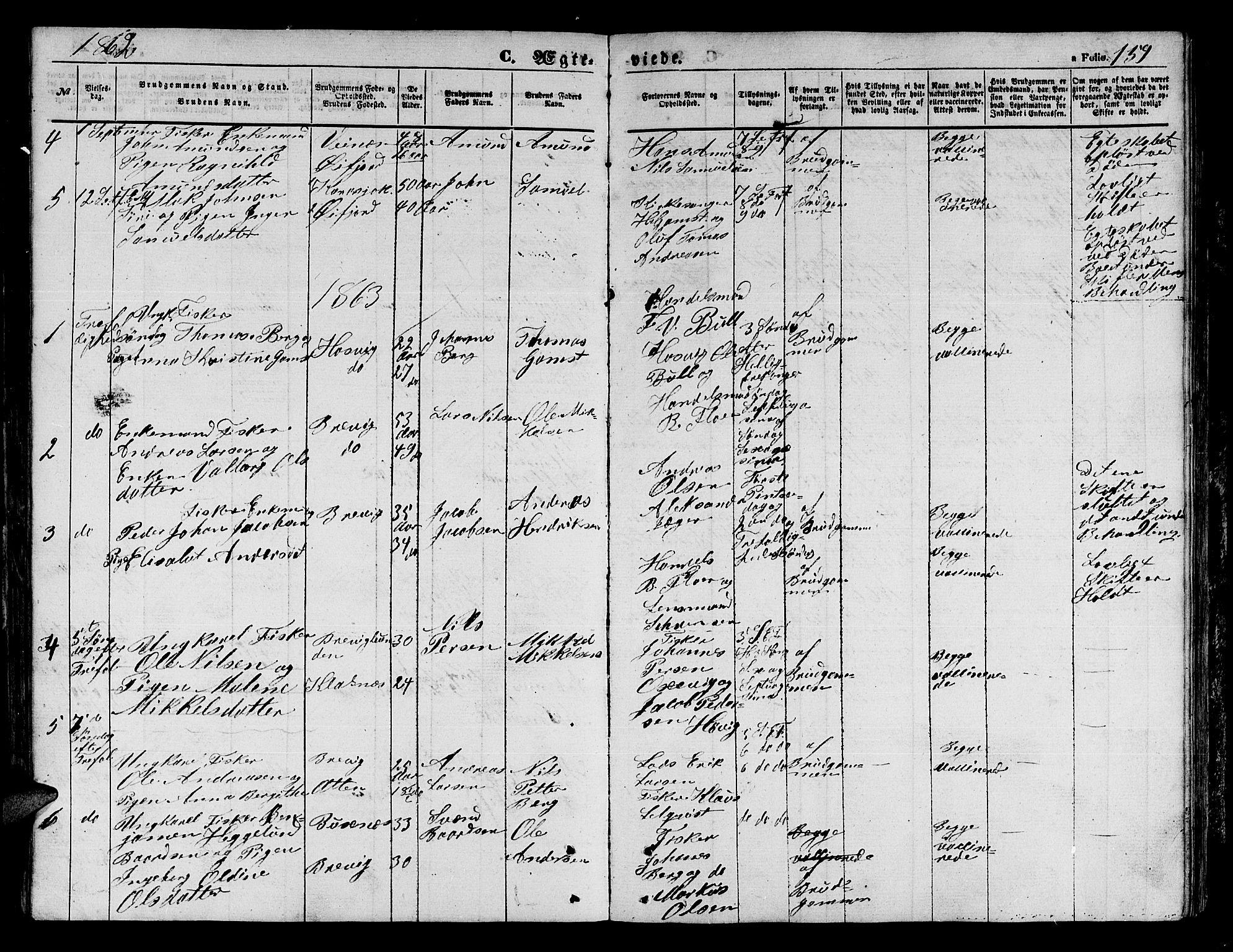 Loppa sokneprestkontor, SATØ/S-1339/H/Hb/L0003klokker: Parish register (copy) no. 3, 1853-1880, p. 159