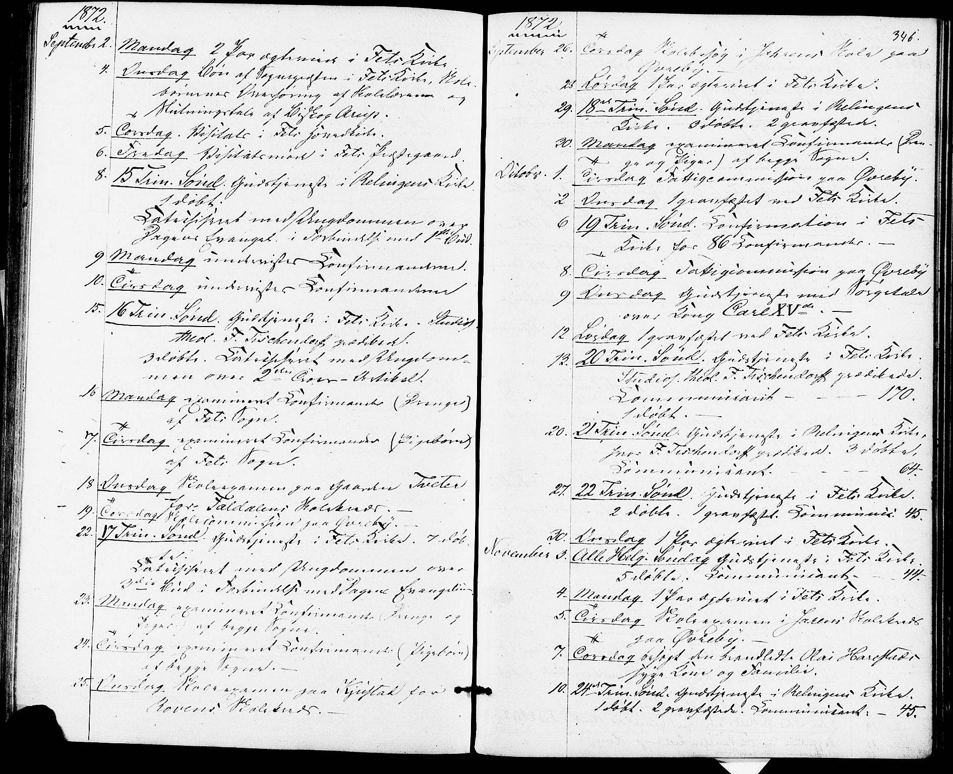 Fet prestekontor Kirkebøker, AV/SAO-A-10370a/F/Fa/L0013: Parish register (official) no. I 13, 1867-1877, p. 346