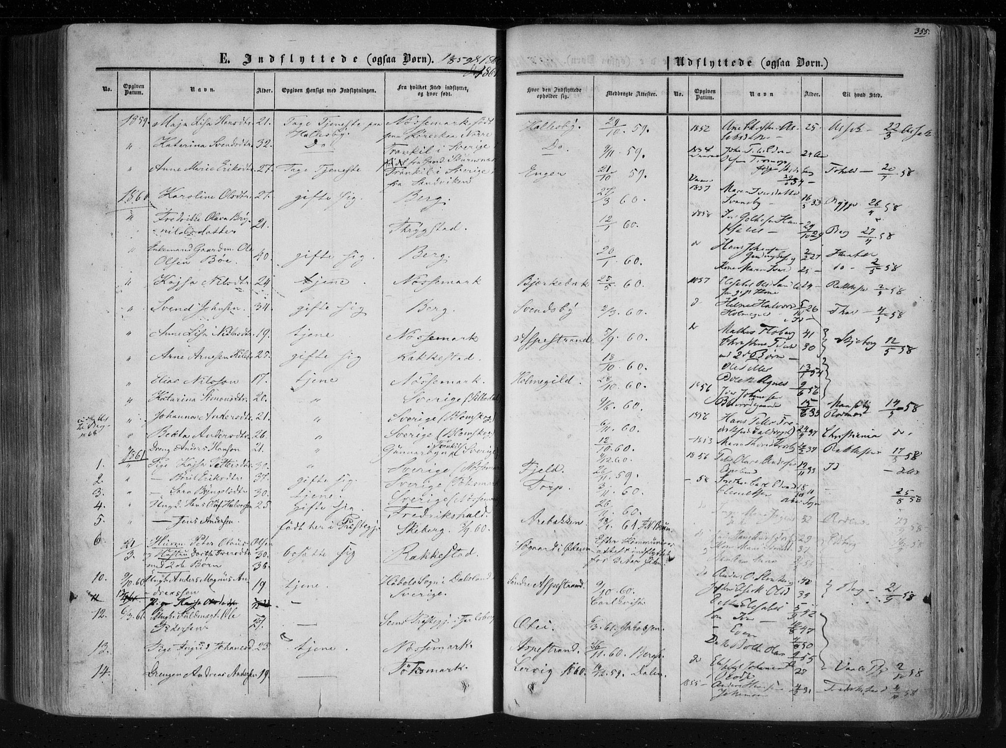 Aremark prestekontor Kirkebøker, SAO/A-10899/F/Fc/L0003: Parish register (official) no. III 3, 1850-1865, p. 355