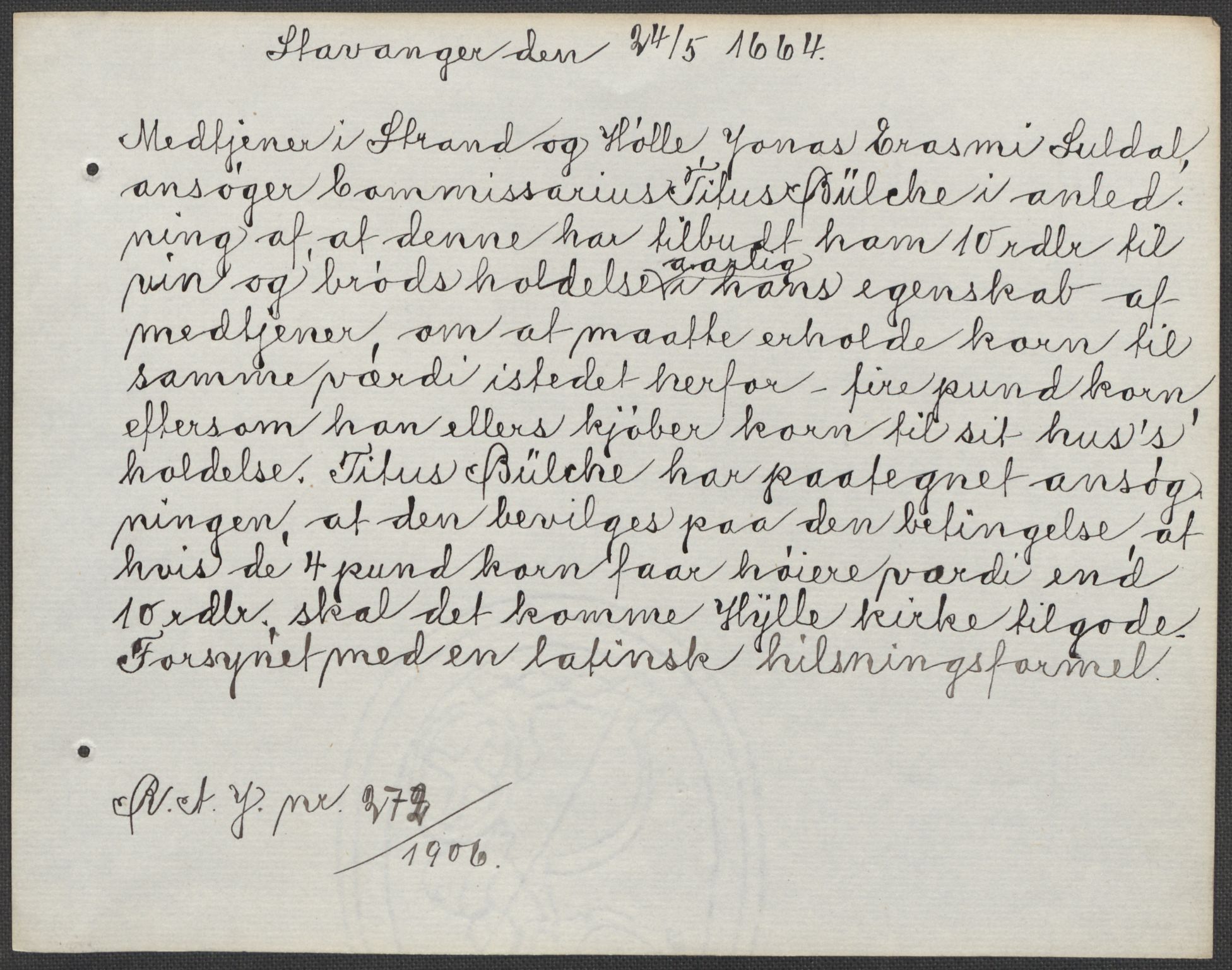 Riksarkivets diplomsamling, AV/RA-EA-5965/F15/L0031: Prestearkiv - Aust-Agder, Vest-Agder og Rogaland, 1575-1768, p. 158