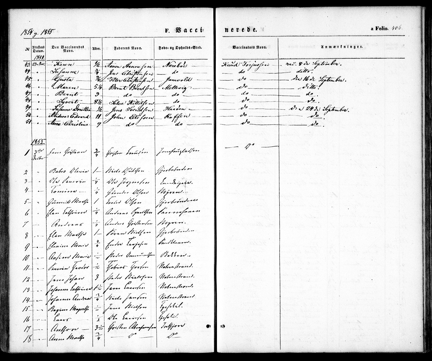 Hommedal sokneprestkontor, AV/SAK-1111-0023/F/Fa/Fab/L0004: Parish register (official) no. A 4, 1848-1860, p. 406