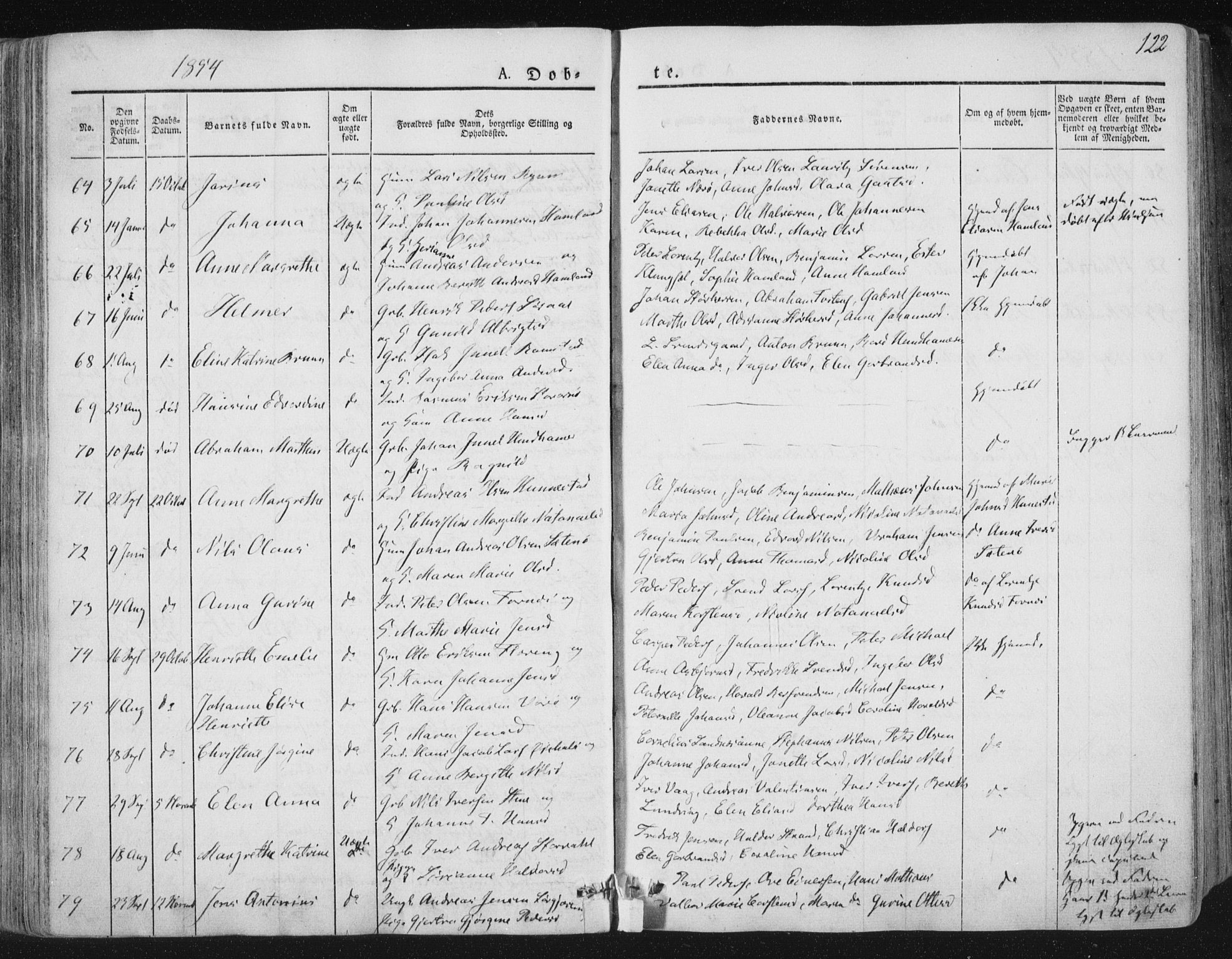 Ministerialprotokoller, klokkerbøker og fødselsregistre - Nord-Trøndelag, SAT/A-1458/784/L0669: Parish register (official) no. 784A04, 1829-1859, p. 122