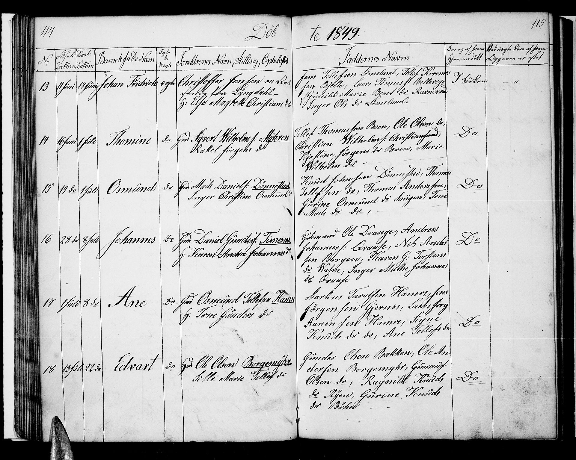 Tveit sokneprestkontor, AV/SAK-1111-0043/F/Fb/L0002: Parish register (copy) no. B 2, 1835-1854, p. 114-115