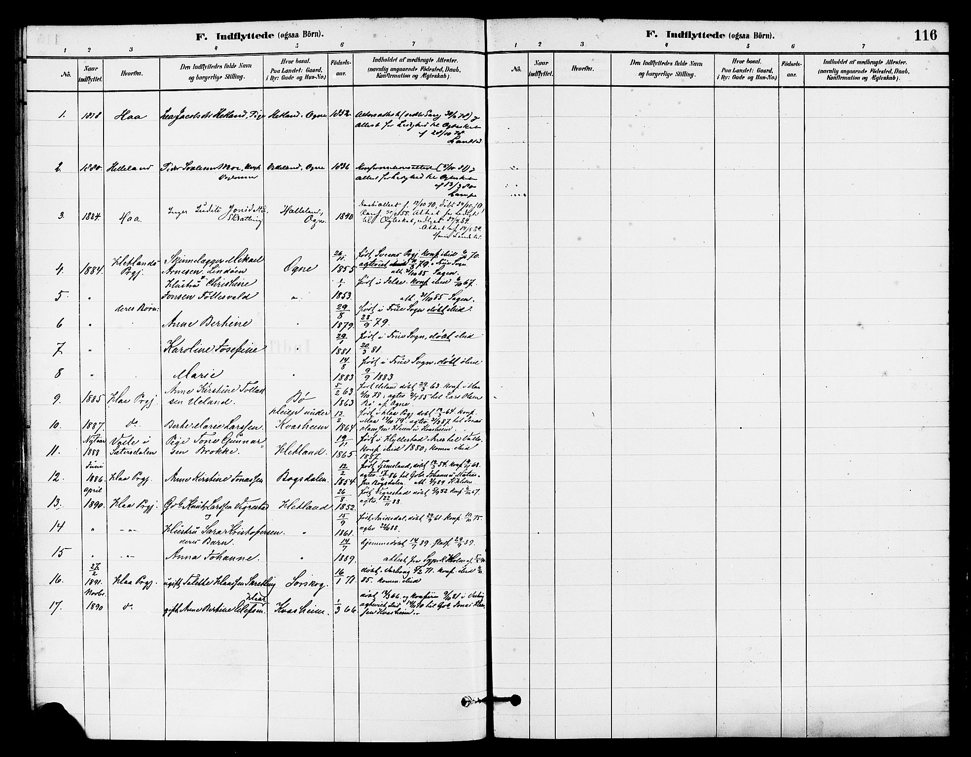 Eigersund sokneprestkontor, SAST/A-101807/S08/L0016: Parish register (official) no. A 16, 1879-1893, p. 116