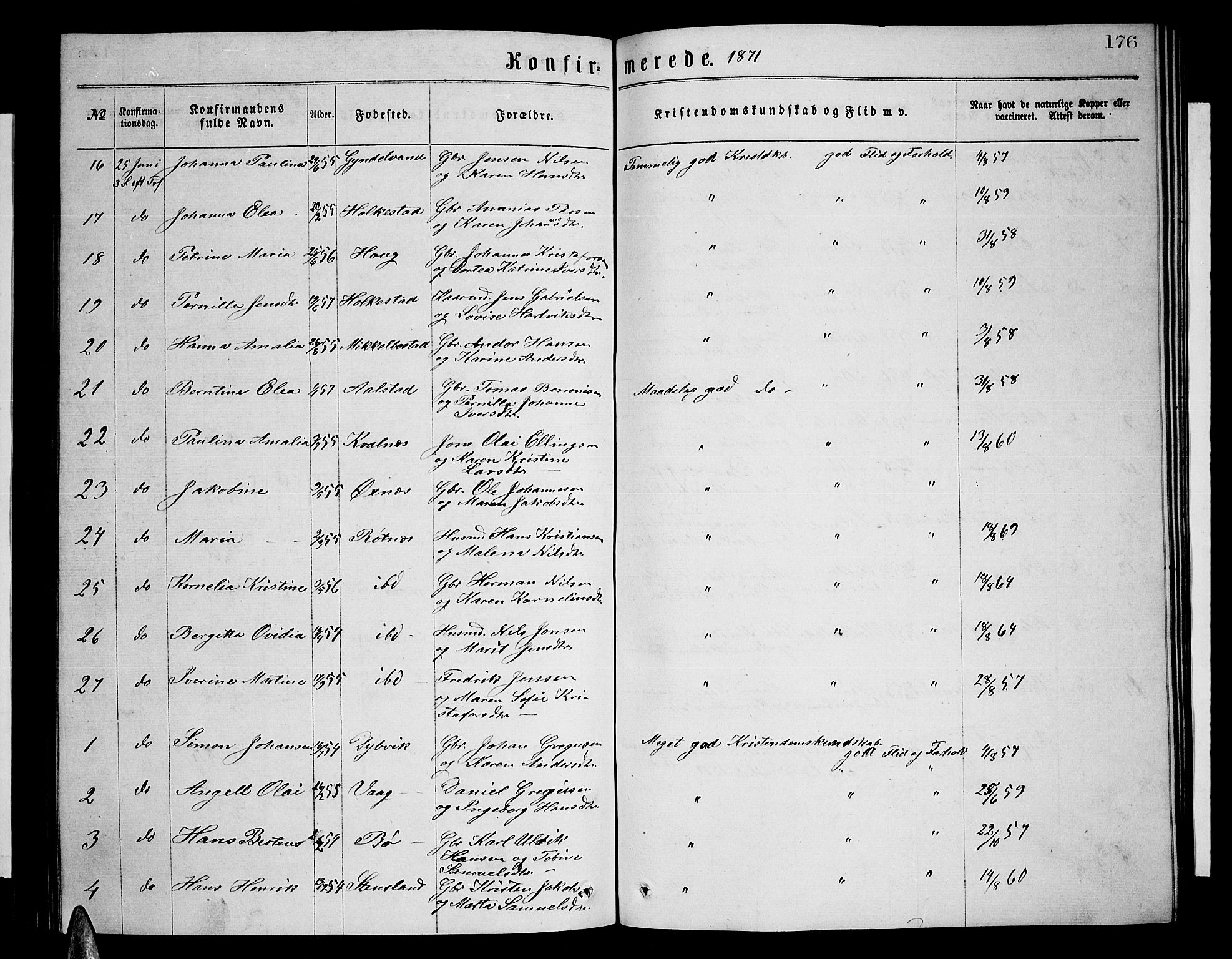 Ministerialprotokoller, klokkerbøker og fødselsregistre - Nordland, AV/SAT-A-1459/855/L0815: Parish register (copy) no. 855C04, 1865-1878, p. 176