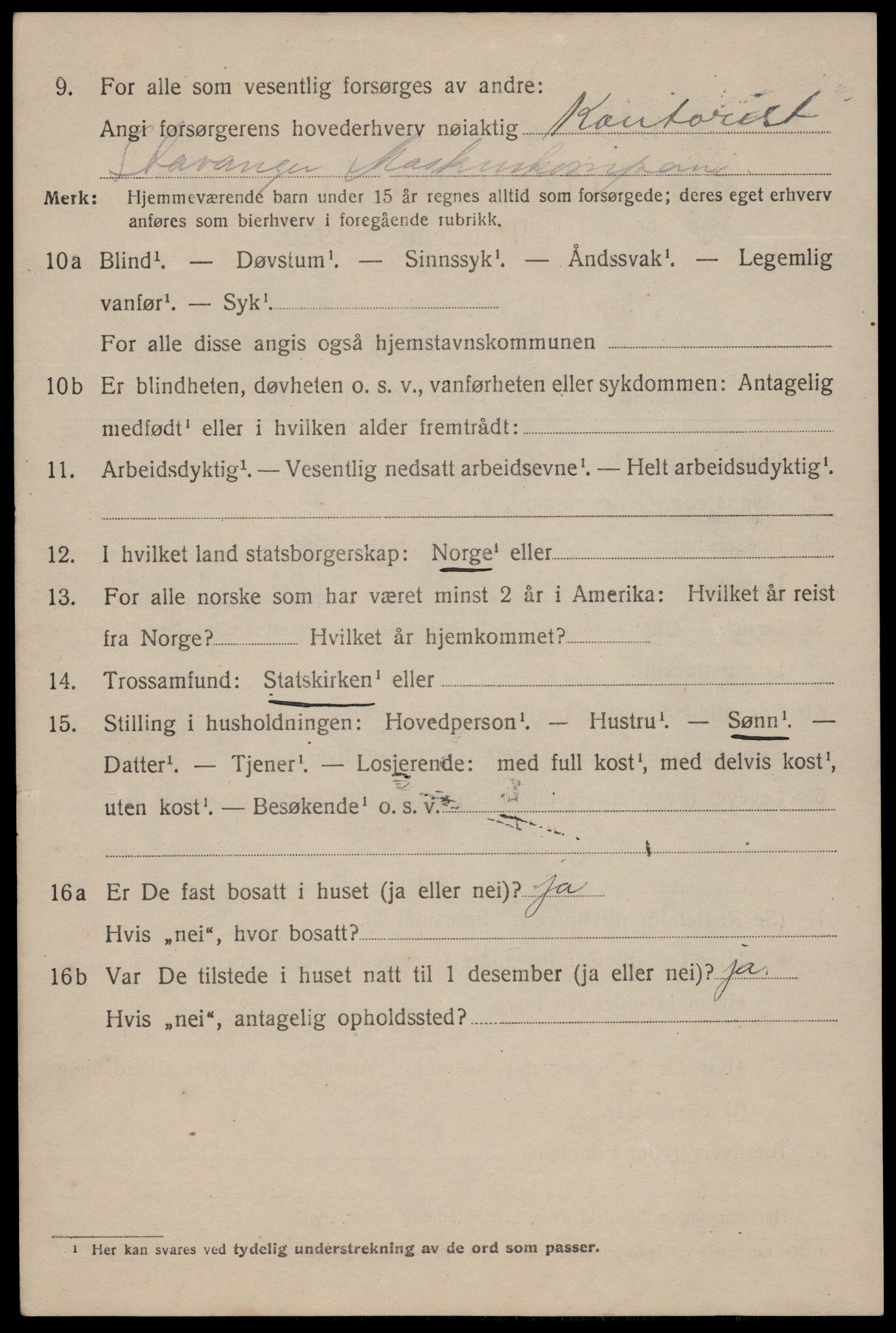 SAST, 1920 census for Stavanger, 1920, p. 75207