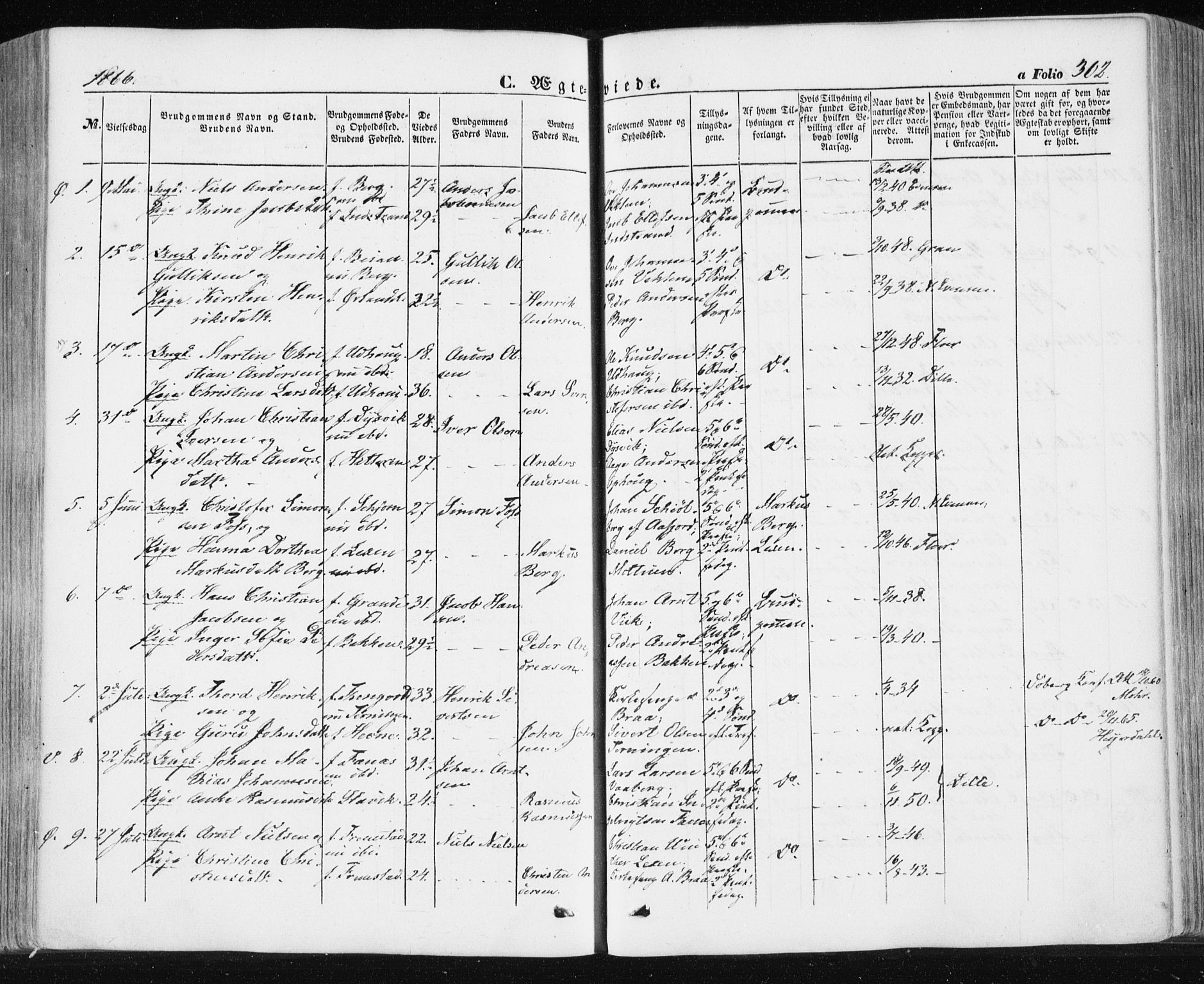 Ministerialprotokoller, klokkerbøker og fødselsregistre - Sør-Trøndelag, SAT/A-1456/659/L0737: Parish register (official) no. 659A07, 1857-1875, p. 302