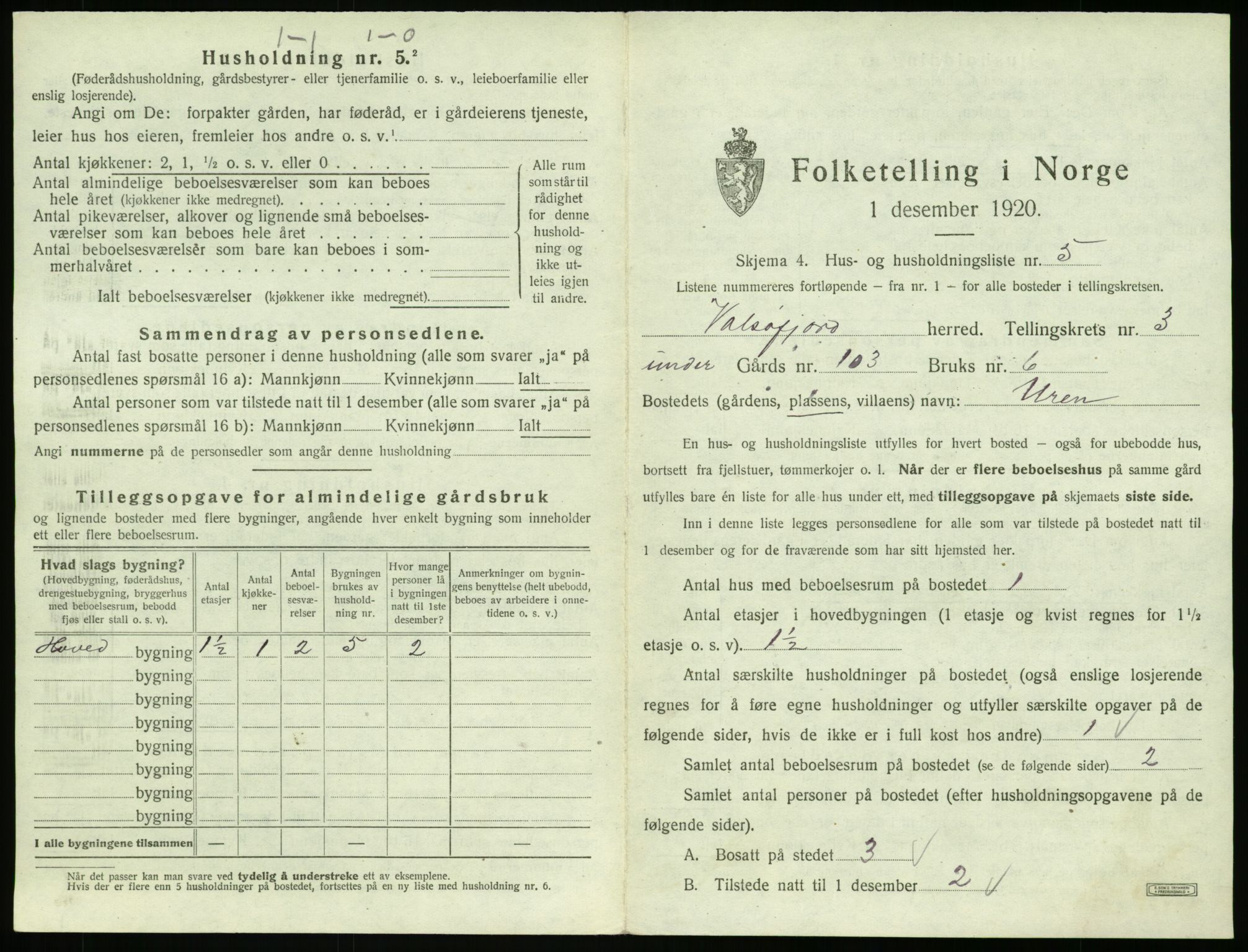 SAT, 1920 census for Valsøyfjord, 1920, p. 139