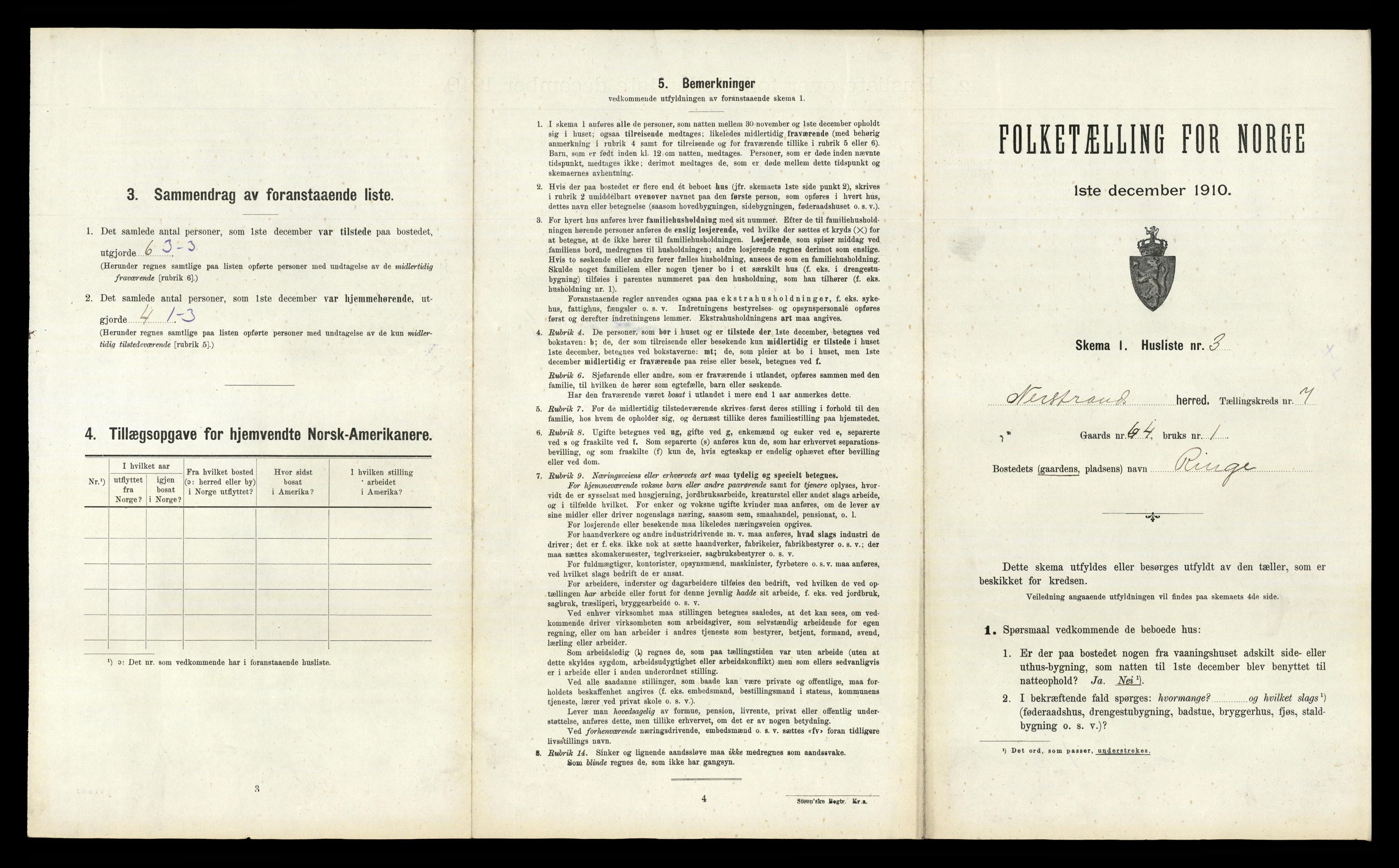 RA, 1910 census for Nedstrand, 1910, p. 497