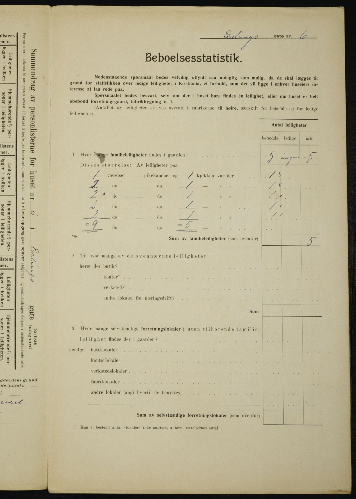 OBA, Municipal Census 1910 for Kristiania, 1910, p. 20673