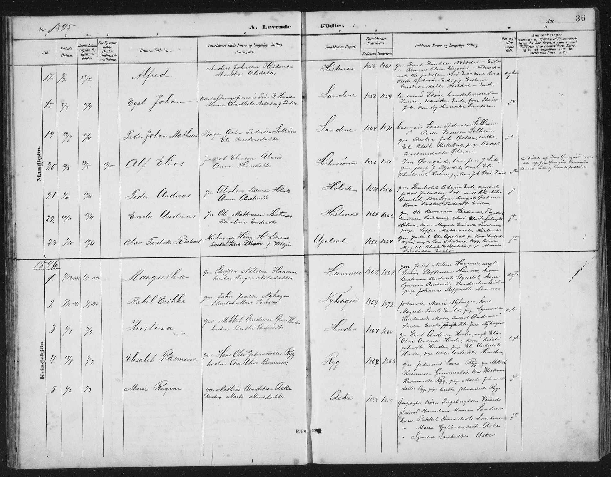 Gloppen sokneprestembete, SAB/A-80101/H/Hab/Habb/L0002: Parish register (copy) no. B 2, 1889-1909, p. 36