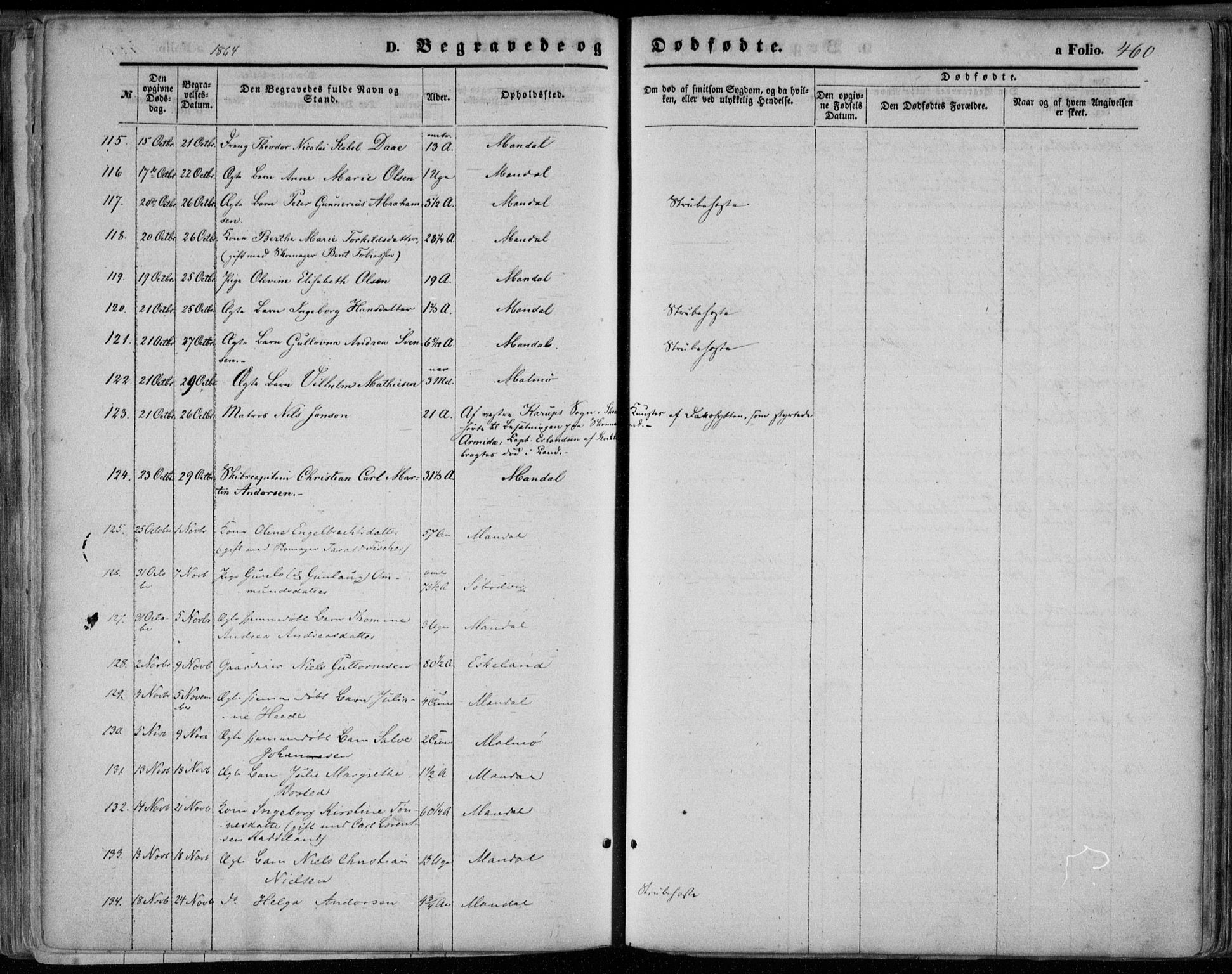 Mandal sokneprestkontor, SAK/1111-0030/F/Fa/Faa/L0014: Parish register (official) no. A 14, 1859-1872, p. 460